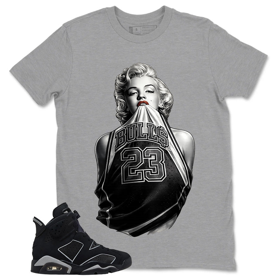Graphic Tee Bull 23 Marilyn Shirt - to Matching Air Jordan 6 Cap and Gown | Zadago