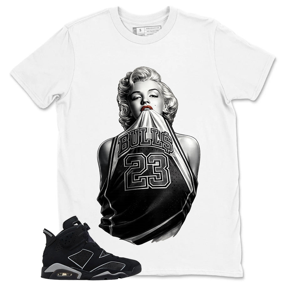 Graphic Tee Bull 23 Marilyn Shirt - to Matching Air Jordan 6 Cap and Gown | Zadago