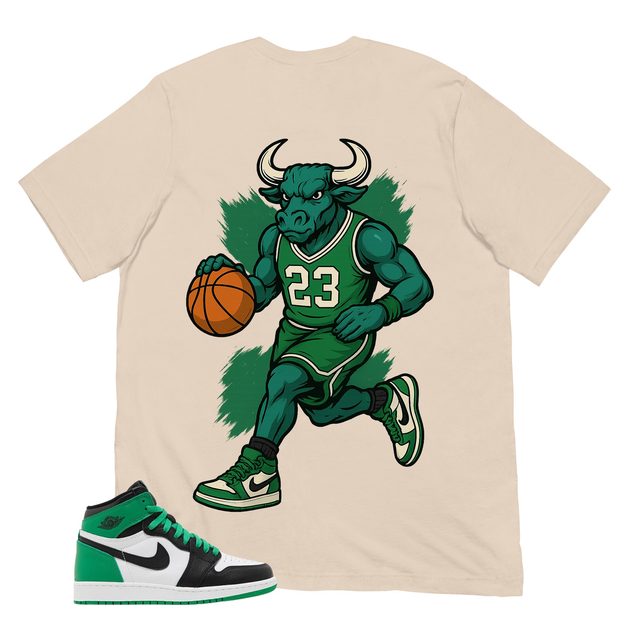 Graphic Tee Bull 23 Shirt - to Matching Air Jordan 1 Lucky Green | Zadago