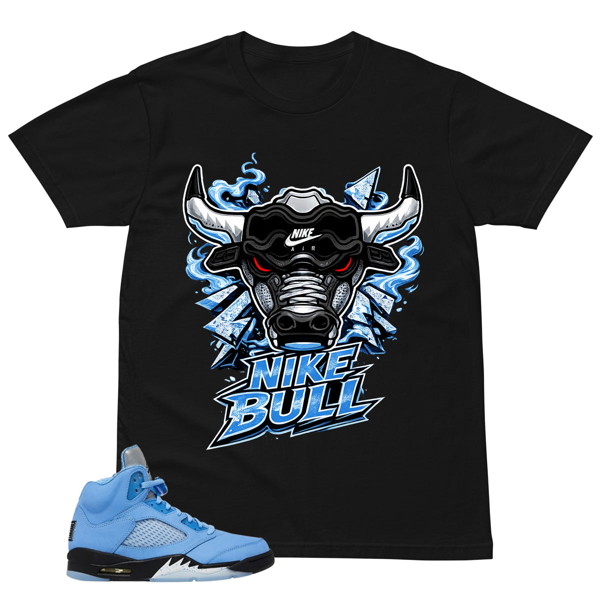 Graphic Tee Bull Shirt - to Matching Air Jordan 5 UNC | Zadago