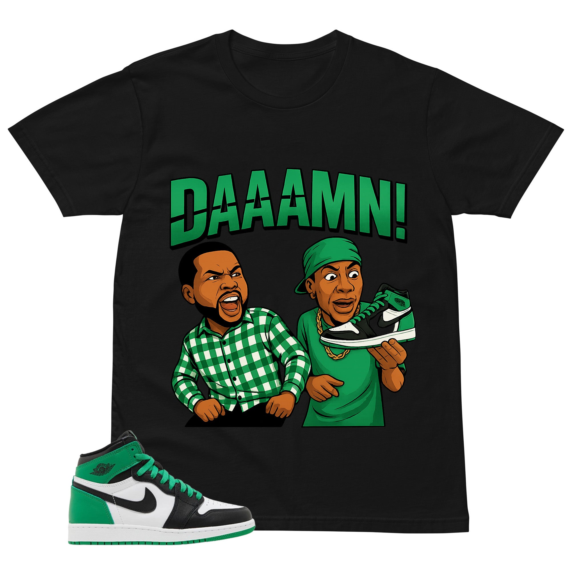 Graphic Tee Daaamn Sneaker Shirt - to Matching Air Jordan 1 Lucky Green | Zadago