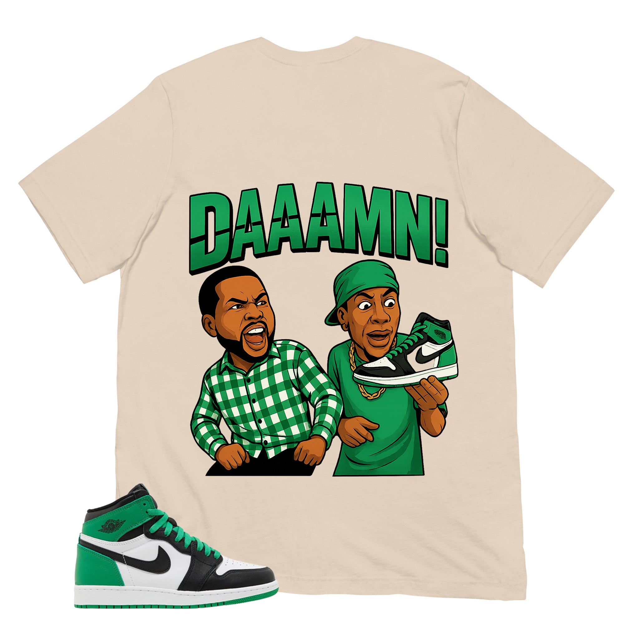 Graphic Tee Daaamn Sneaker Shirt - to Matching Air Jordan 1 Lucky Green | Zadago