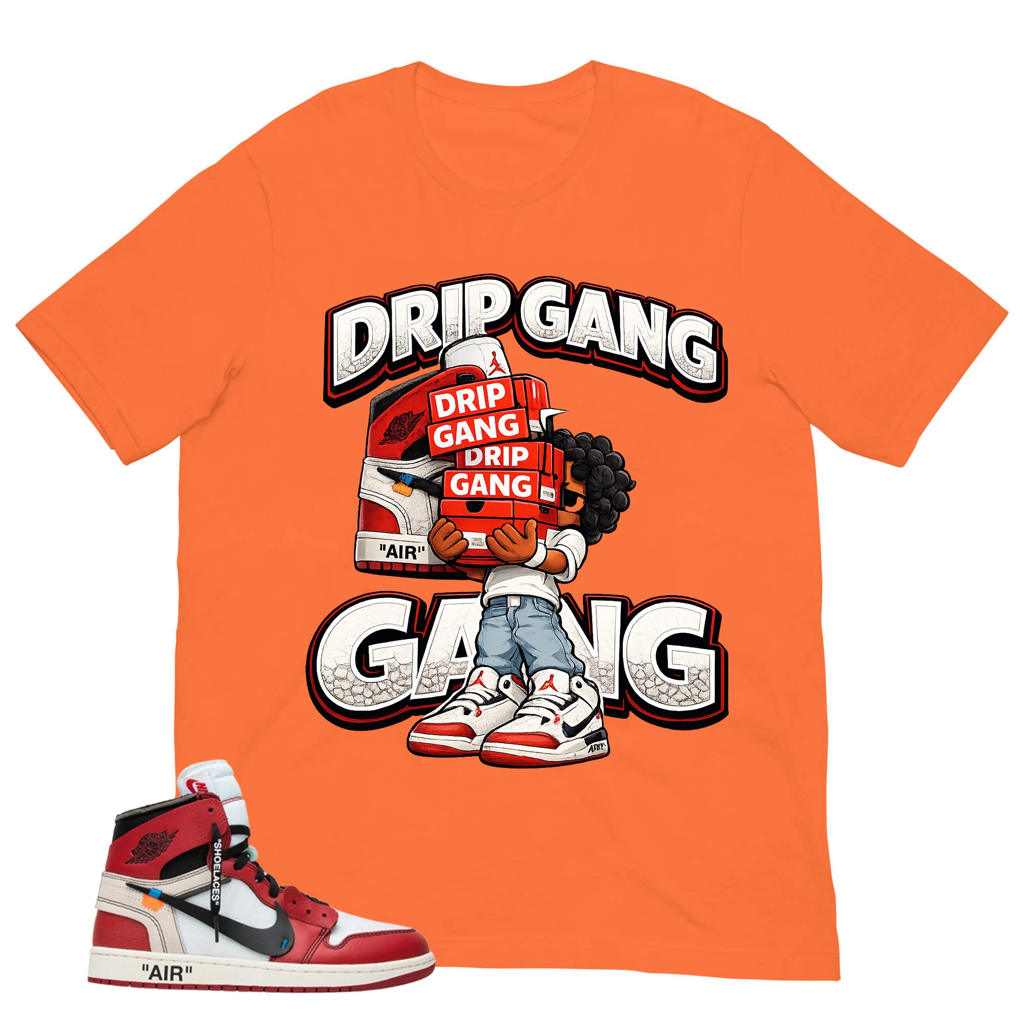 Graphic Tee Drip Gang | Matching  Off-White x Air Jordan 1 Chicago | Zadago