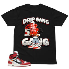 Graphic Tee Drip Gang | Matching  Off-White x Air Jordan 1 Chicago | Zadago