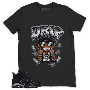 Graphic Tee Drip Rich Shirt - to Matching Air Jordan 6 Cap and Gown | Zadago