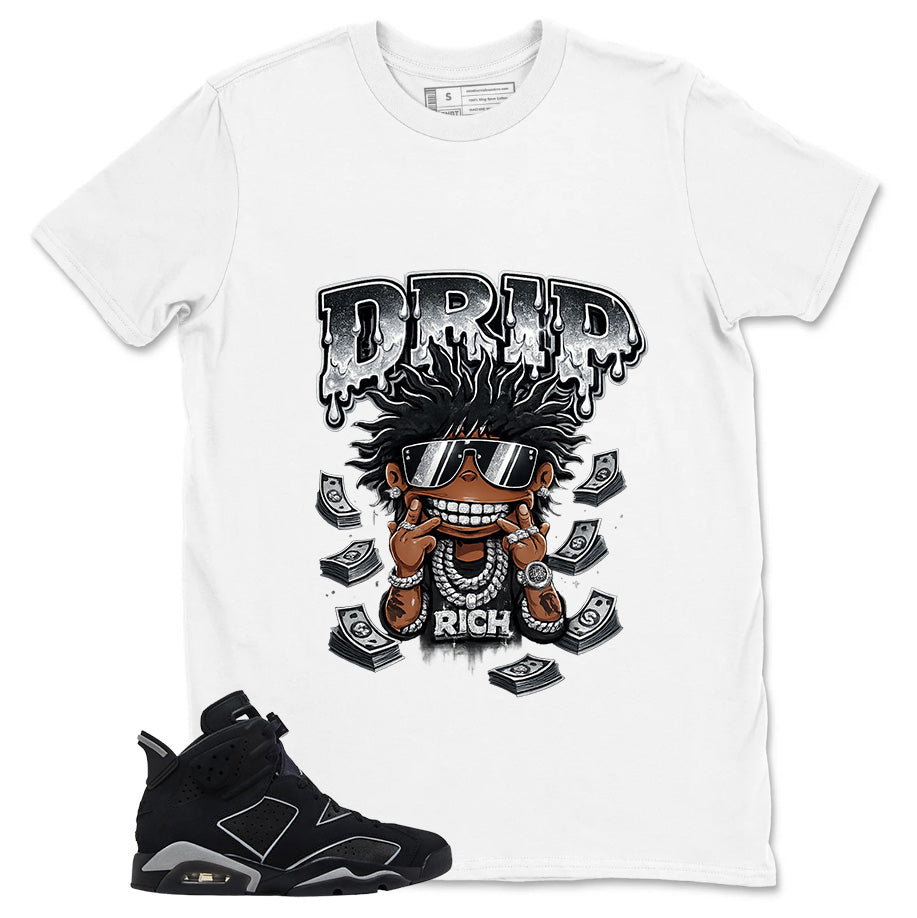 Graphic Tee Drip Rich Shirt - to Matching Air Jordan 6 Cap and Gown | Zadago