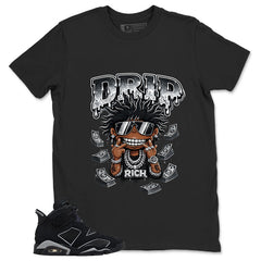 Graphic Tee Drip Rich Shirt - to Matching Air Jordan 6 Cap and Gown | Zadago