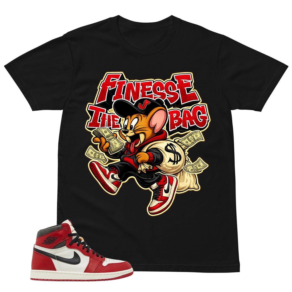 Graphic Tee Finesse The Bag Shirt - to Matching Air Jordan 1 Chicago Lost & Found | Zadago