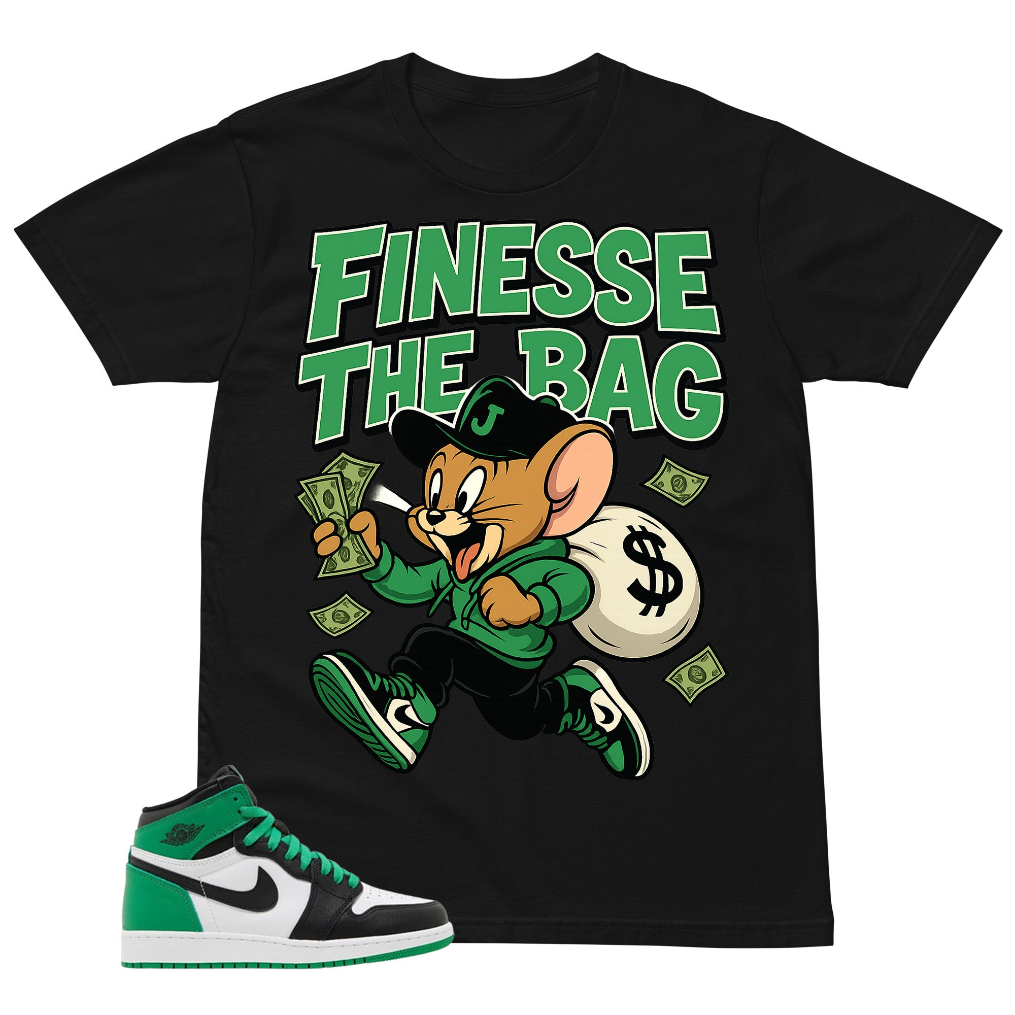 Graphic Tee Finesse The Bag Shirt - to Matching Air Jordan 1 Lucky Green | Zadago
