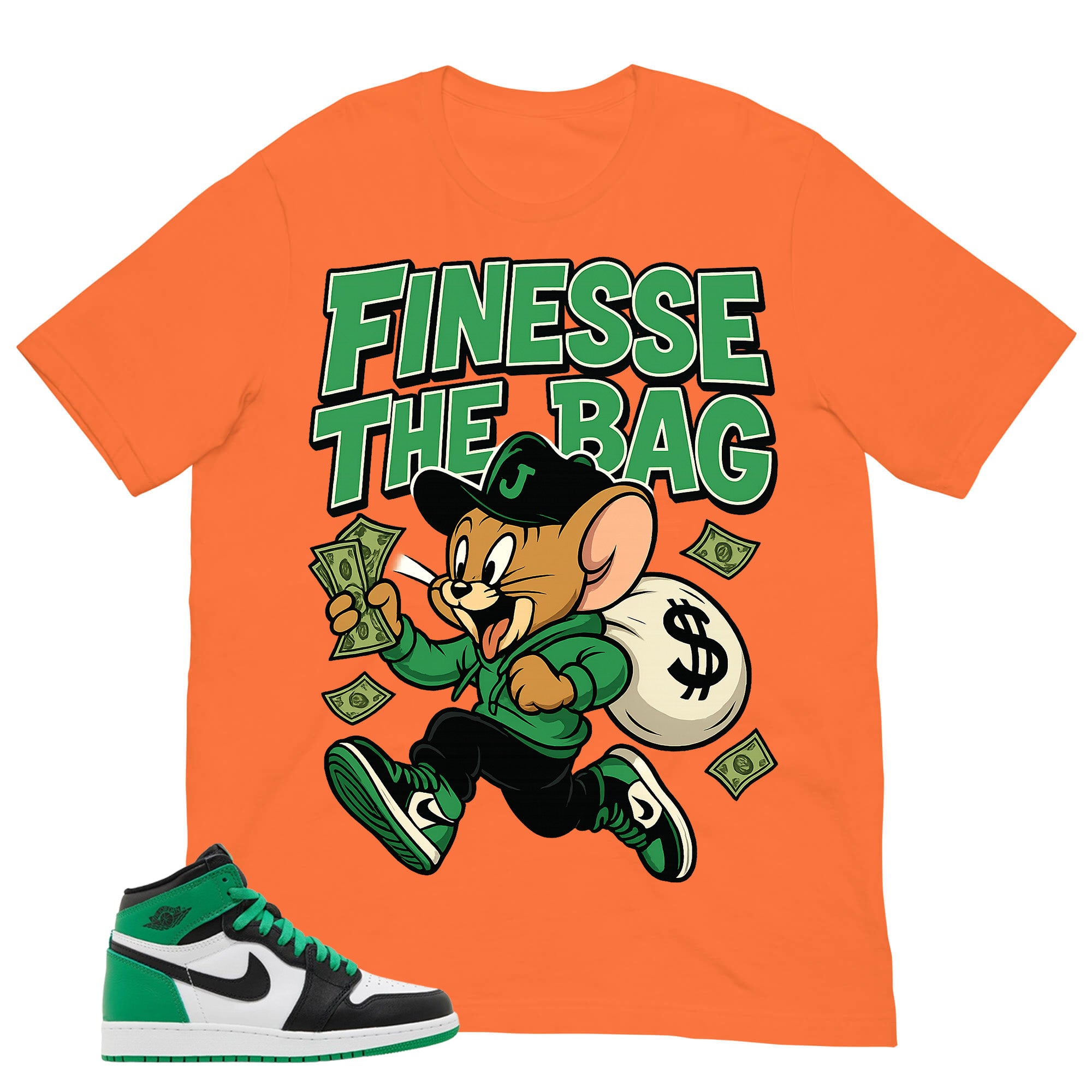 Graphic Tee Finesse The Bag Shirt - to Matching Air Jordan 1 Lucky Green | Zadago
