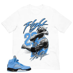 Graphic Tee Flight 23 MJ Shirt - to Matching Air Jordan 5 UNC | Zadago