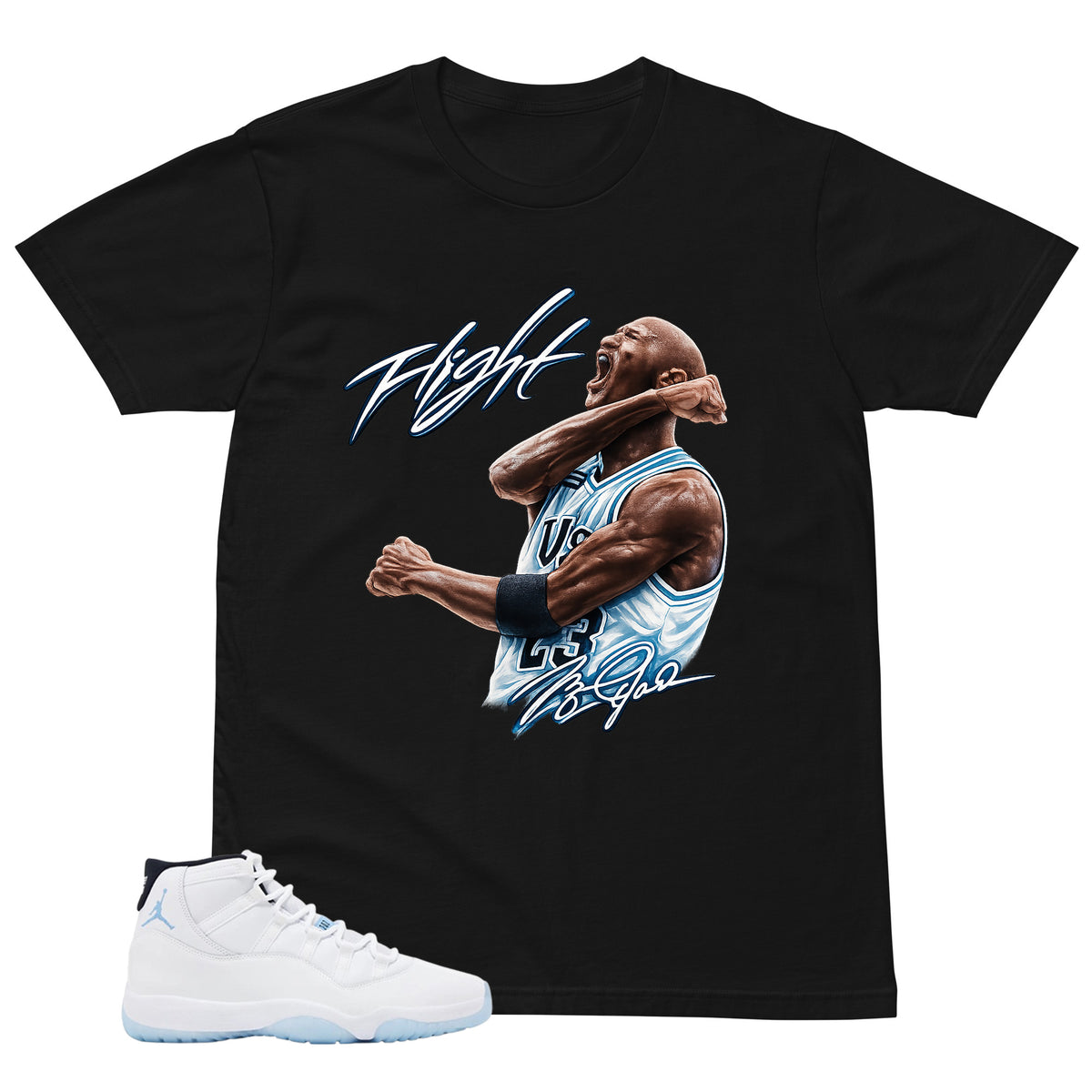 Graphic Tee Flight Legend MJ Shirt - to Matching Air Jordan 11 Legend Blue | Zadago