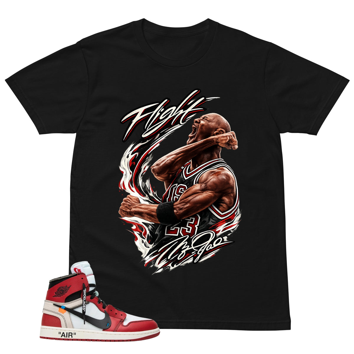 Graphic Tee Flight Legend Shirt | Matching  Off-White x Air Jordan 1 Chicago | Zadago