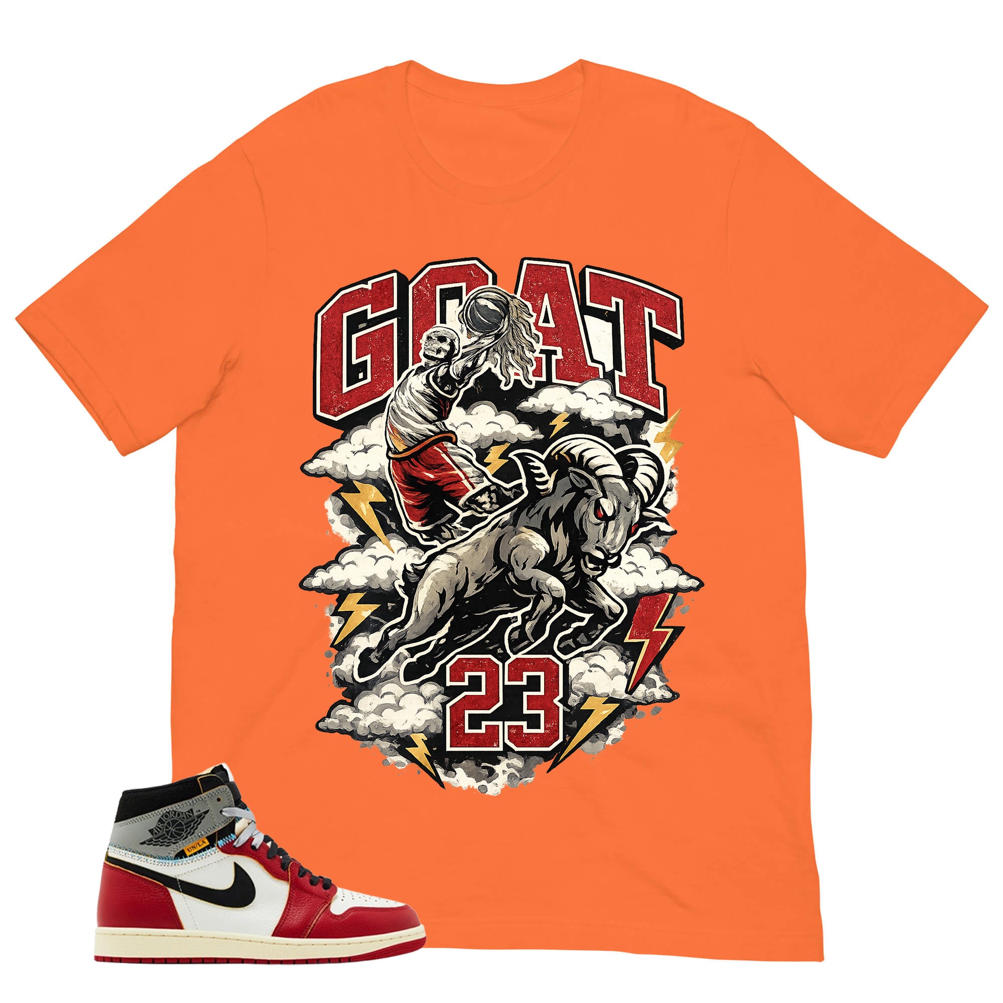 Graphic Tee Goat 23 | Matching Jordan 1 Union LA Chicago Shadow | Zadago