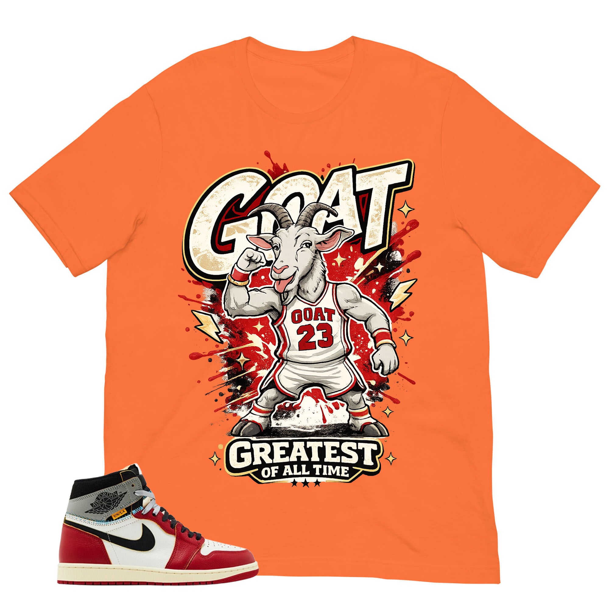 Graphic Tee Goat 23 | Matching Jordan 1 Union LA Chicago Shadow | Zadago