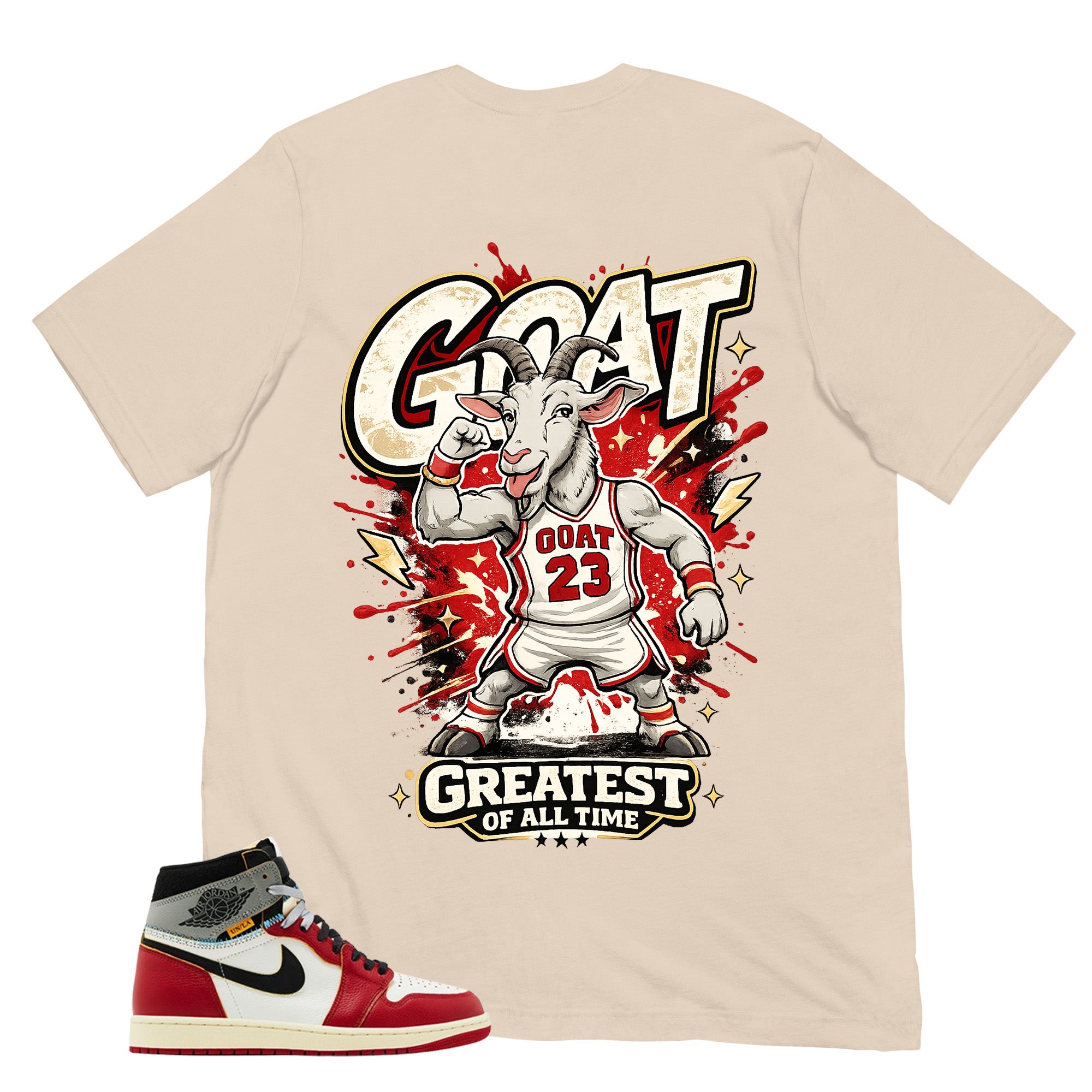 Graphic Tee Goat 23 | Matching Jordan 1 Union LA Chicago Shadow | Zadago