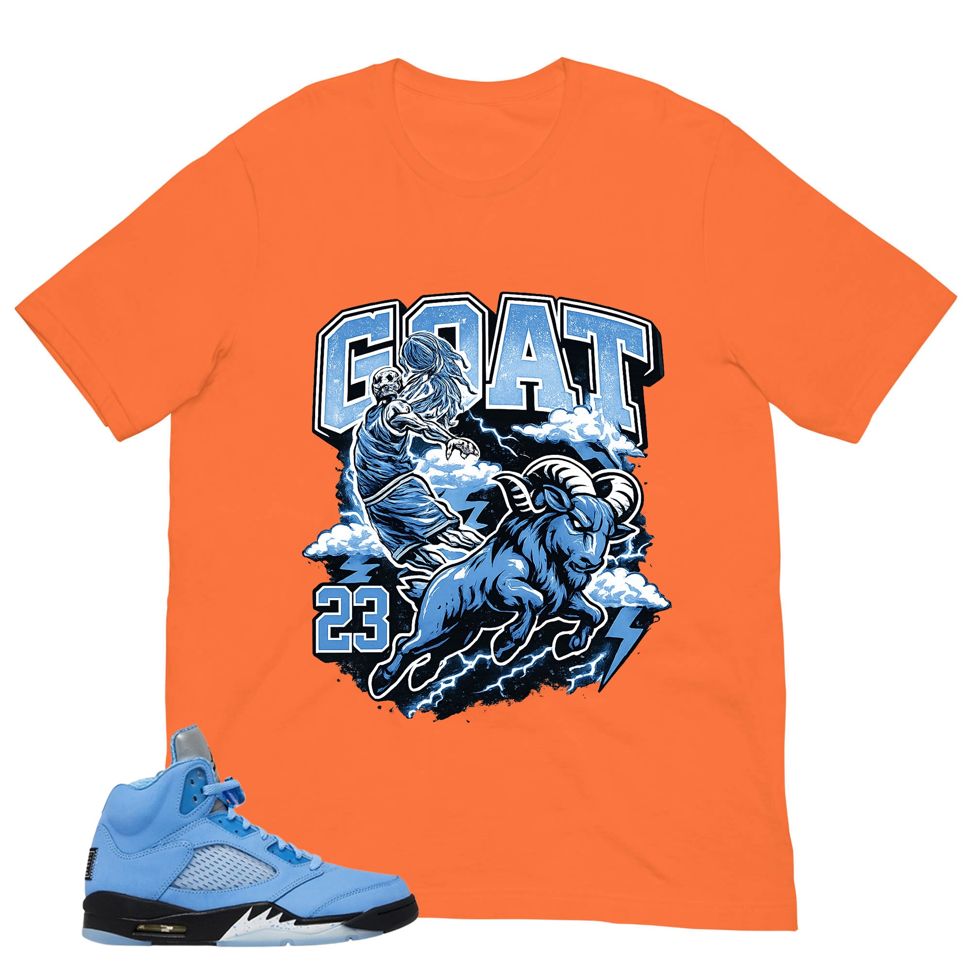 Graphic Tee Goat 23 Shirt - to Matching Air Jordan 5 UNC | Zadago