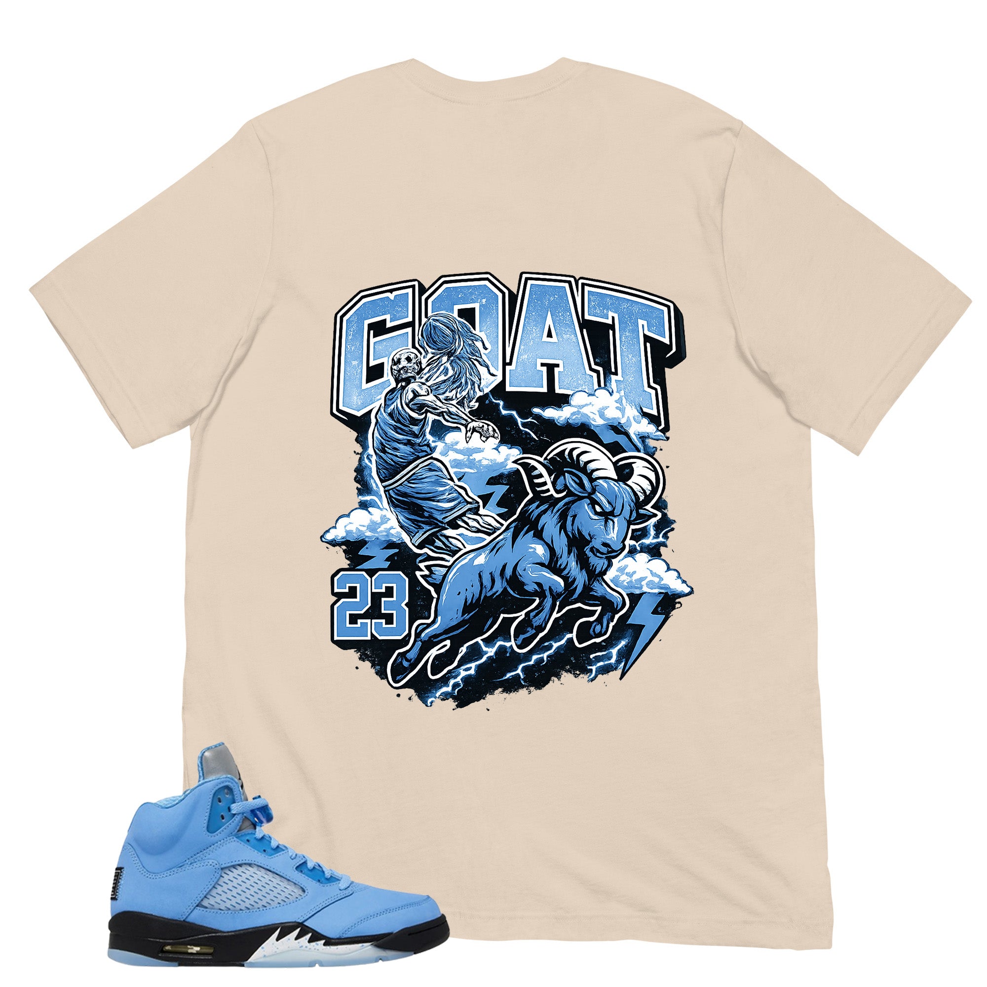 Graphic Tee Goat 23 Shirt - to Matching Air Jordan 5 UNC | Zadago
