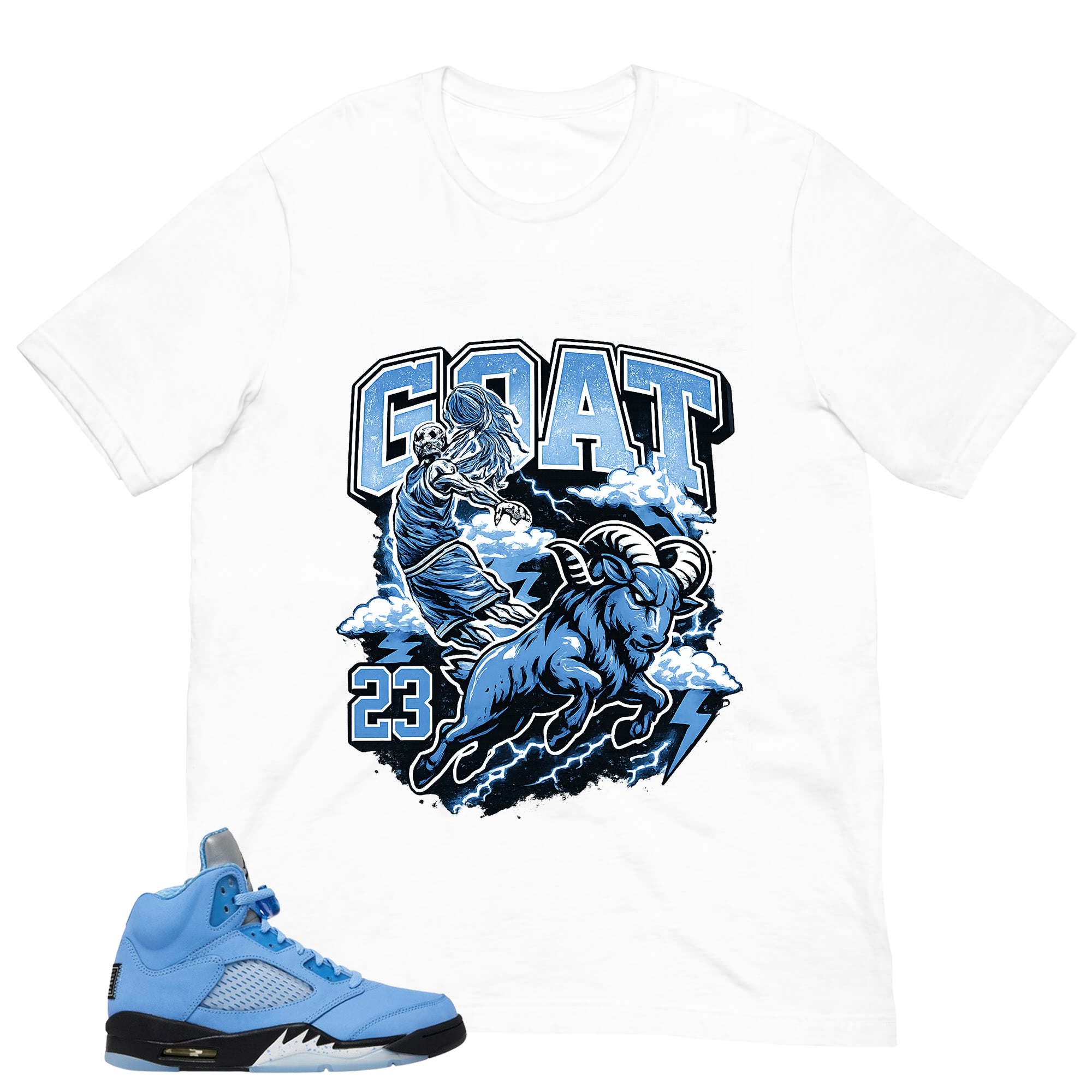 Graphic Tee Goat 23 Shirt - to Matching Air Jordan 5 UNC | Zadago