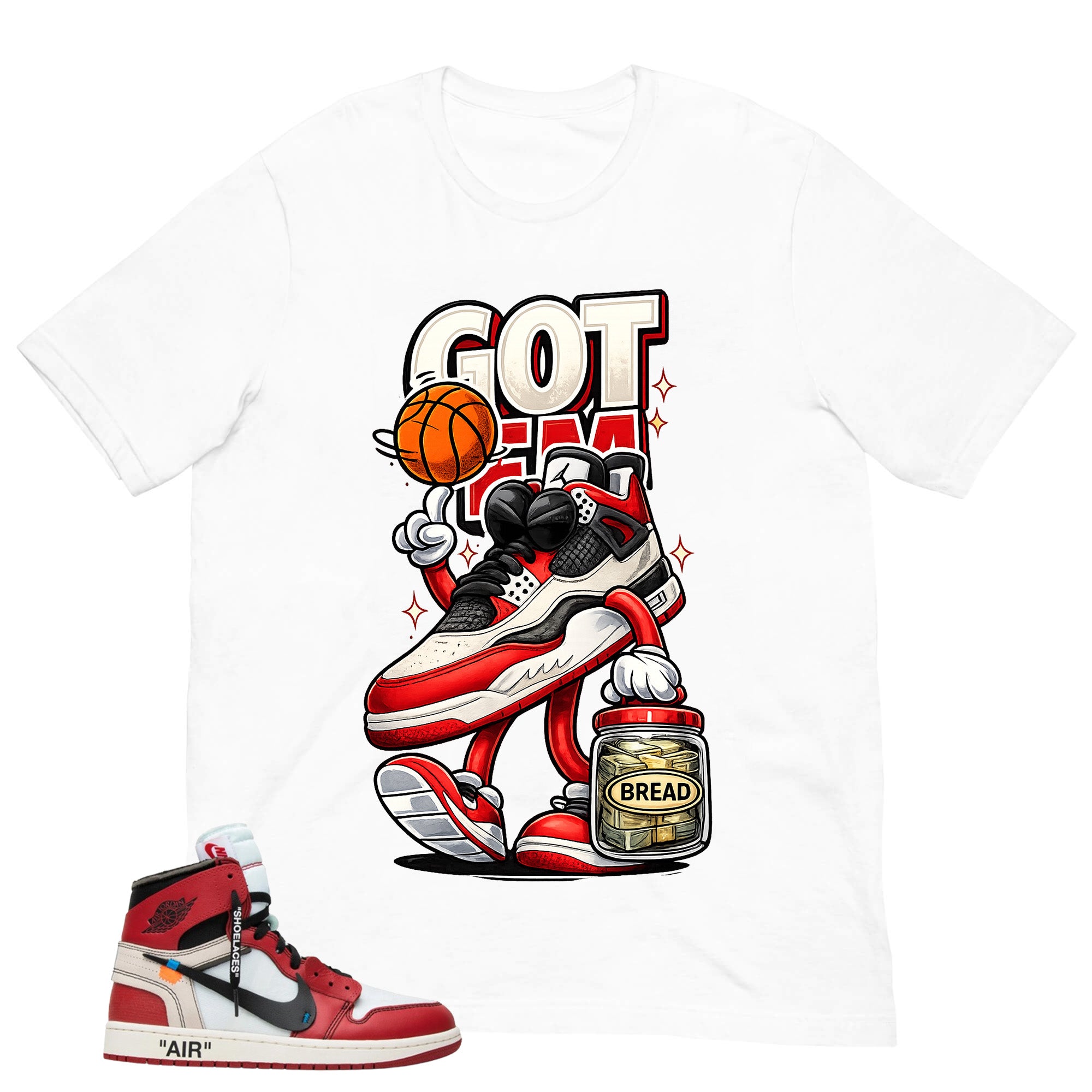 Graphic Tee Got 'Em Bread Shirt | Matching  Off-White x Air Jordan 1 Chicago | Zadago