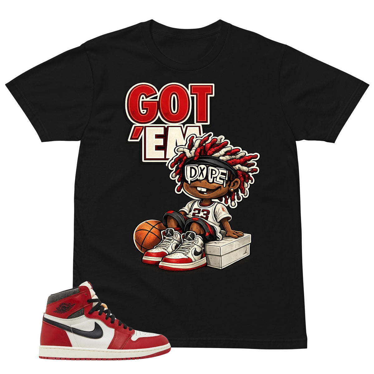 Graphic Tee Got 'Em Dope Shirt - to Matching Air Jordan 1 Chicago Lost & Found | Zadago