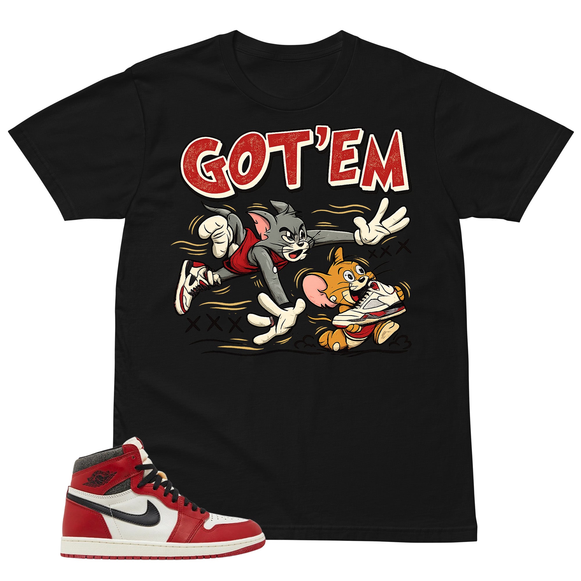 Graphic Tee Got 'Em Jerry Shirt - to Matching Air Jordan 1 Chicago Lost & Found | Zadago