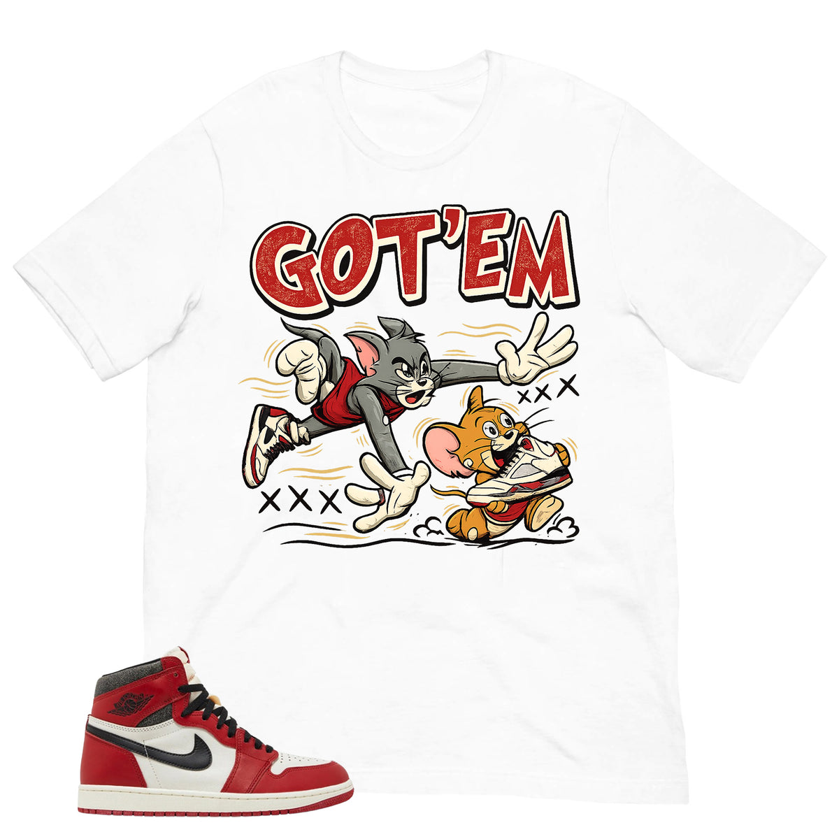 Graphic Tee Got 'Em Jerry Shirt - to Matching Air Jordan 1 Chicago Lost & Found | Zadago