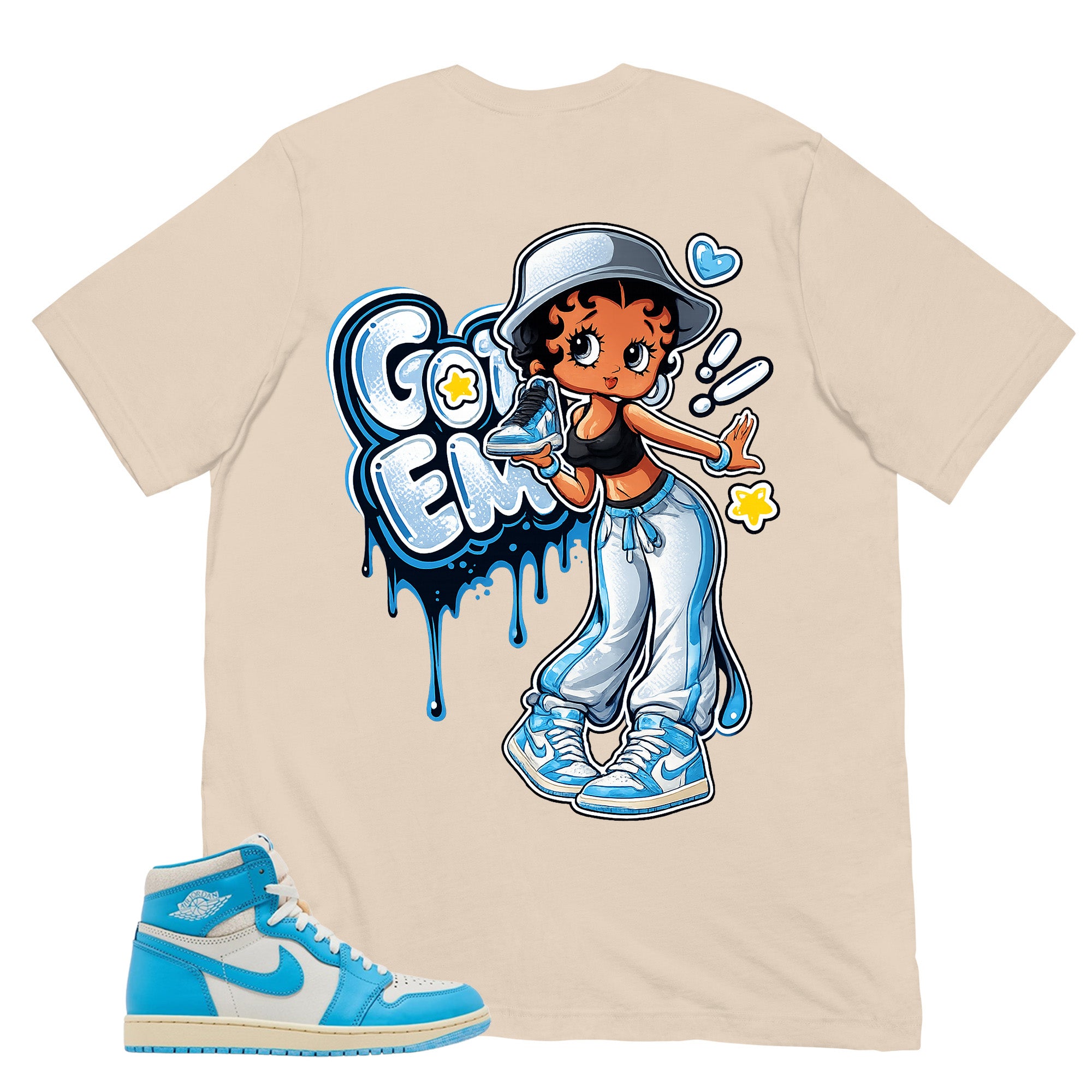 Graphic Tee Got 'Em Lady Shirt - to Matching Air Jordan 1 UNC Reimagined | Zadago