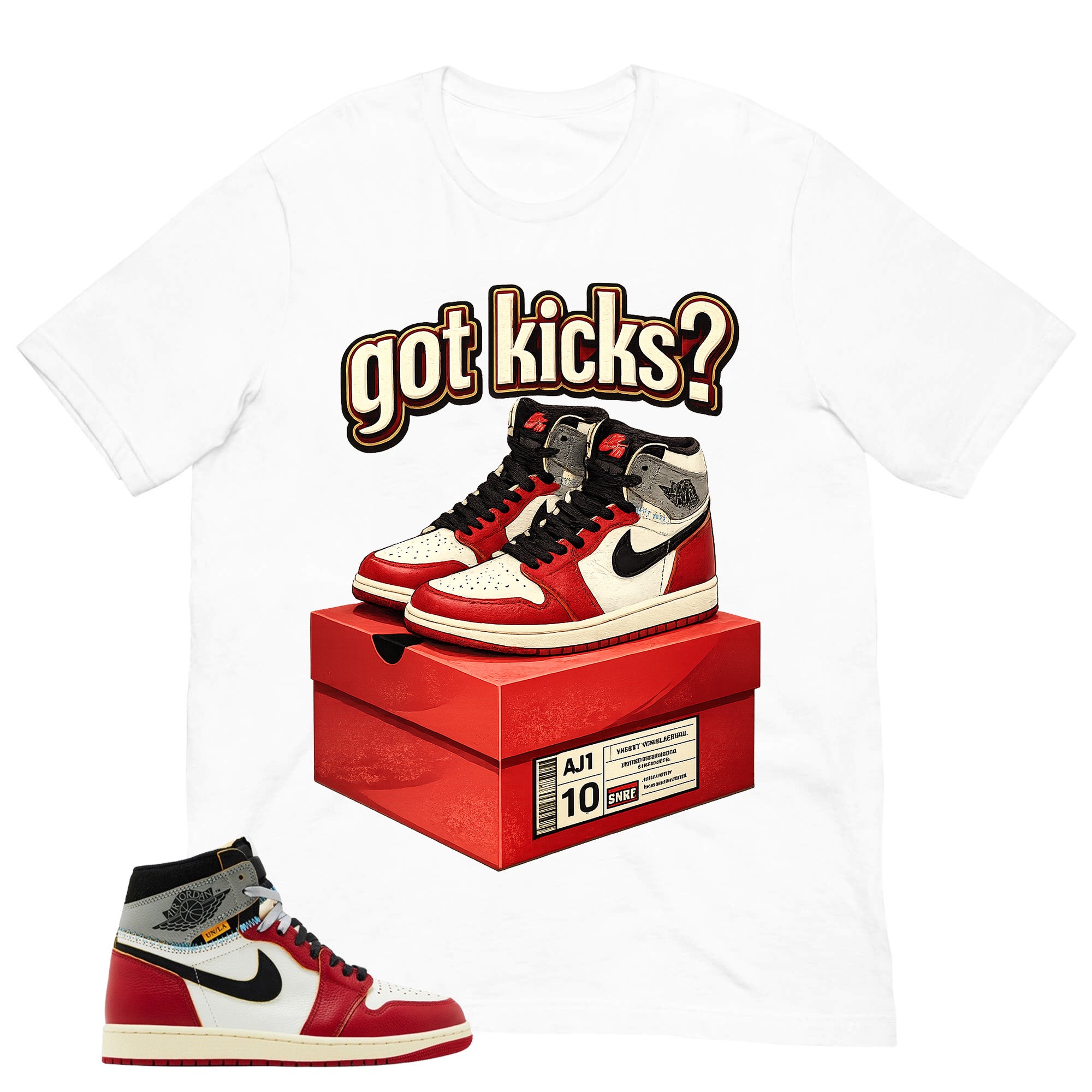Graphic Tee Got Kicks | Matching Jordan 1 Union LA Chicago Shadow | Zadago