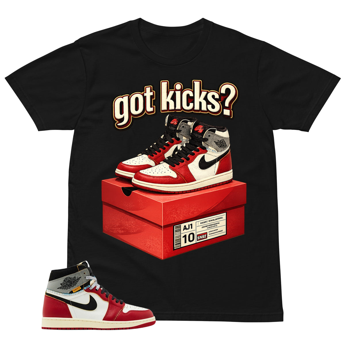 Graphic Tee Got Kicks | Matching Jordan 1 Union LA Chicago Shadow | Zadago