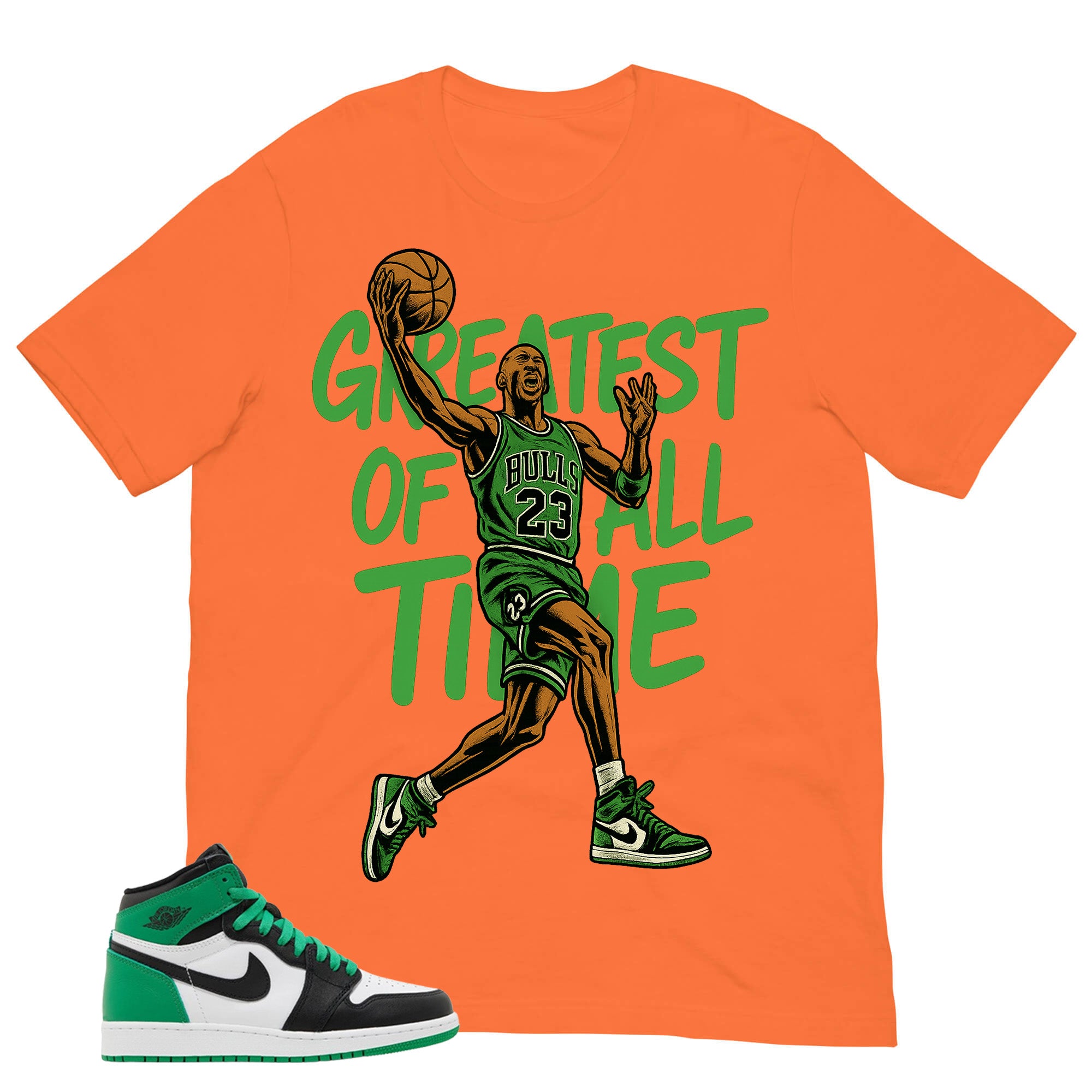 Graphic Tee Greatest Of All Time Shirt - to Matching Air Jordan 1 Lucky Green | Zadago