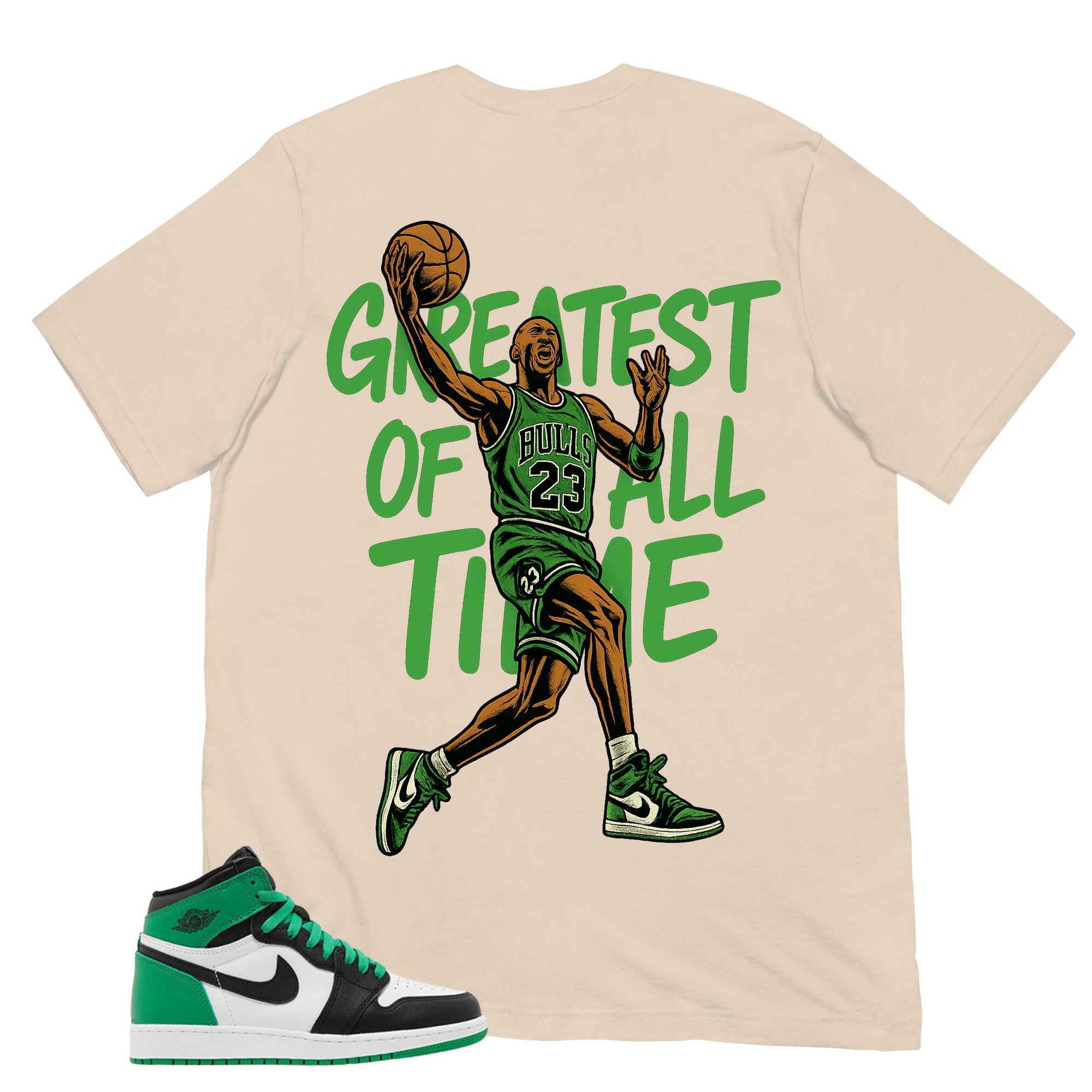 Graphic Tee Greatest Of All Time Shirt - to Matching Air Jordan 1 Lucky Green | Zadago