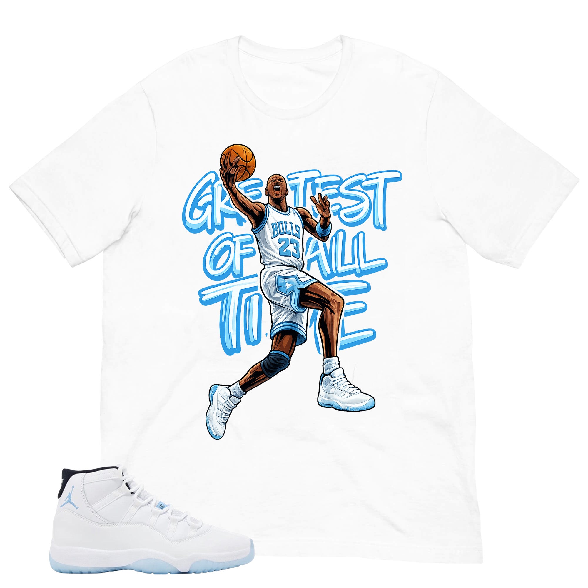 Graphic Tee Greatest Of All Time Shirt - to Matching Air Jordan 11 Legend Blue | Zadago