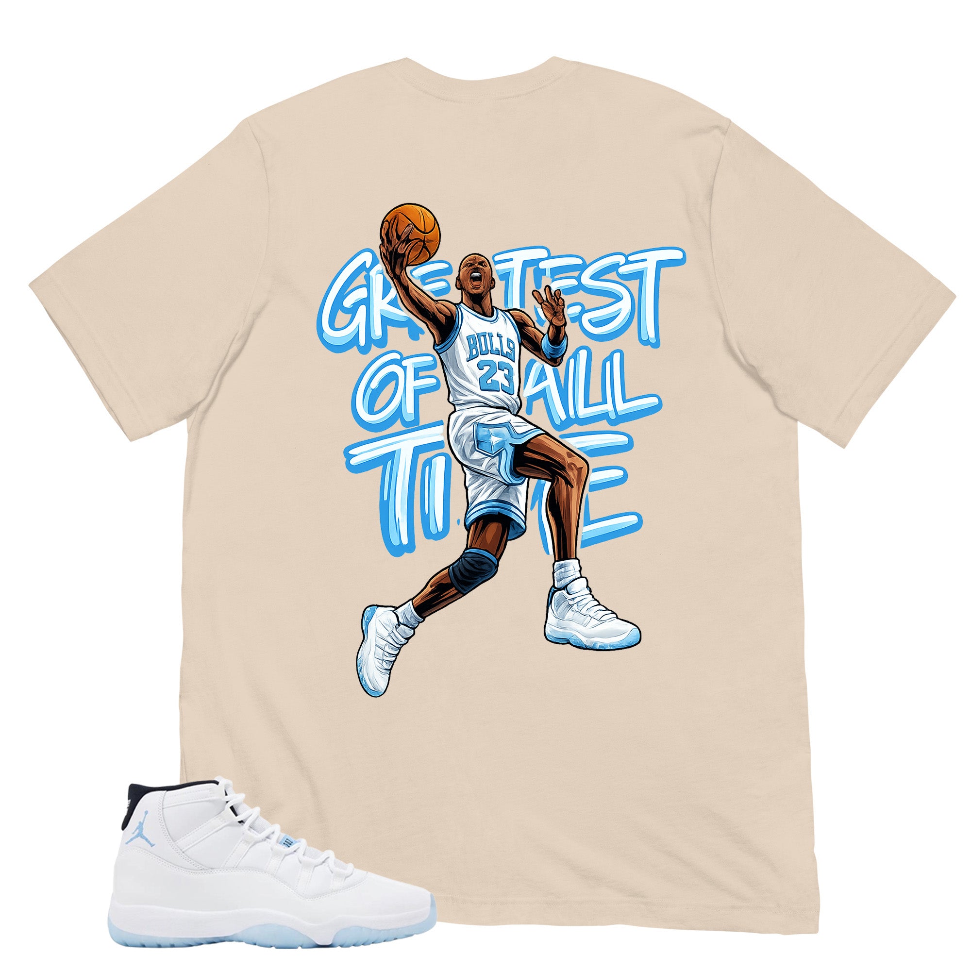 Graphic Tee Greatest Of All Time Shirt - to Matching Air Jordan 11 Legend Blue | Zadago