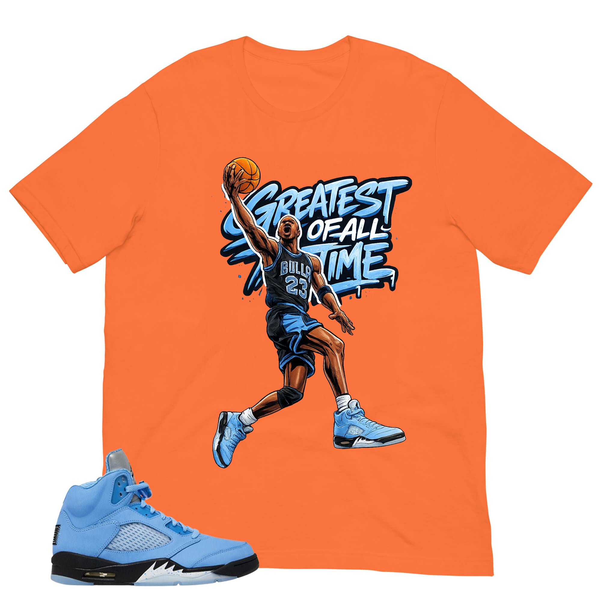 Graphic Tee Greatest Of All Time Shirt - to Matching Air Jordan 5 UNC | Zadago