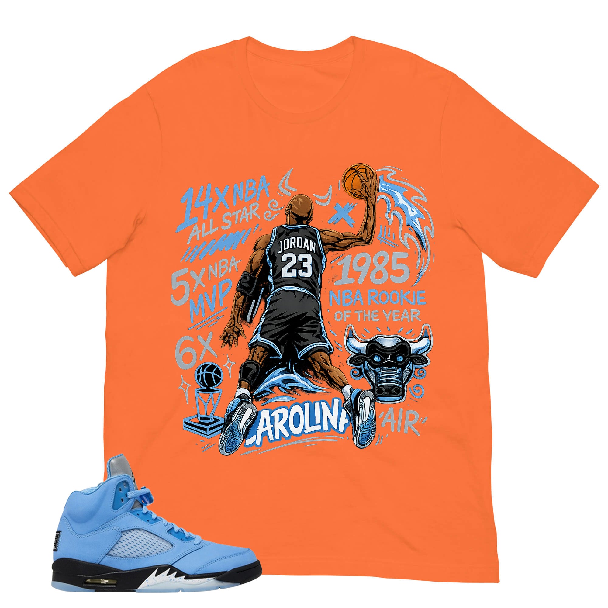Graphic Tee Jordan 23 All Star Shirt - to Matching Air Jordan 5 UNC | Zadago