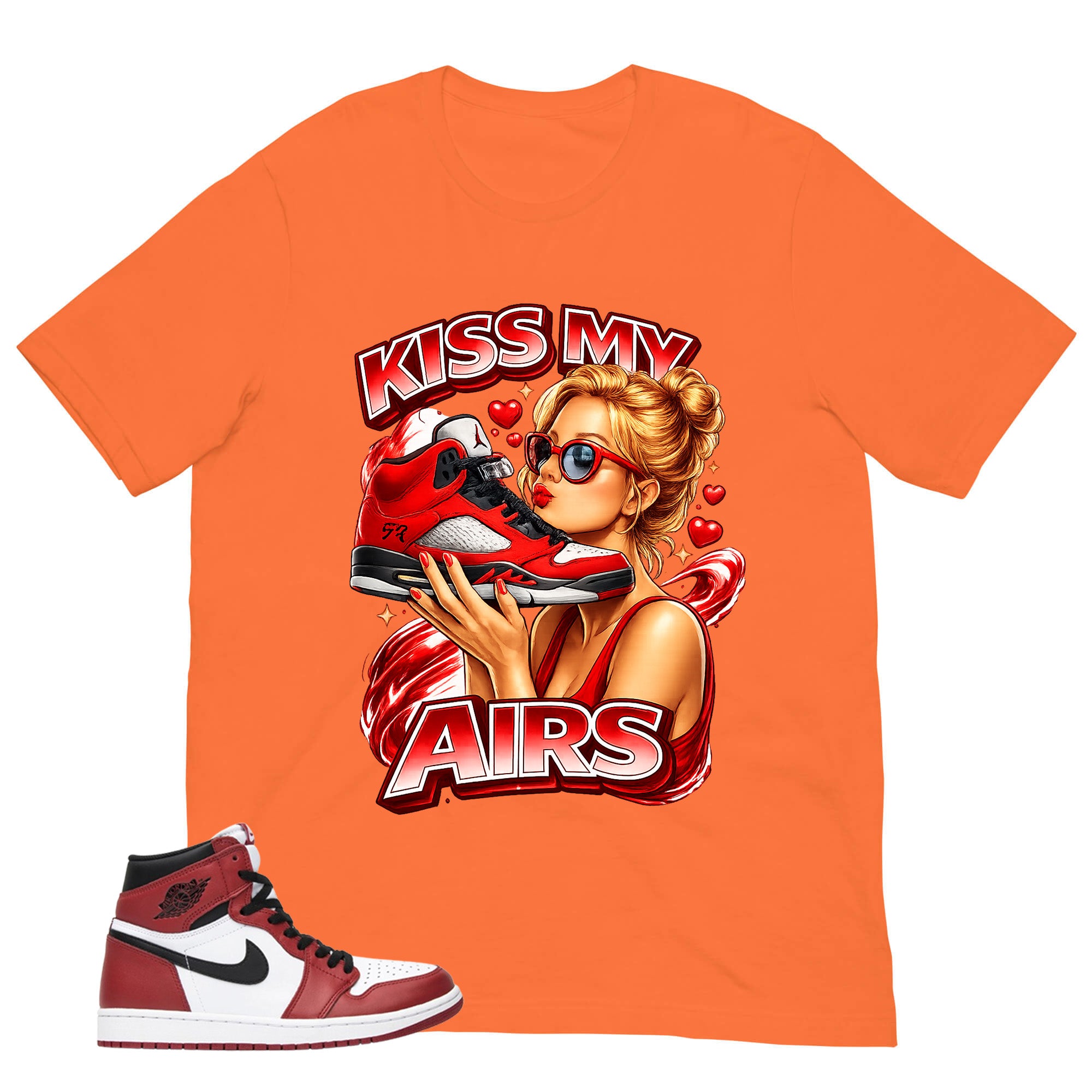 Graphic Tee Kiss My Airs Shirt - to Matching Air Jordan 1 Chicago | Zadago