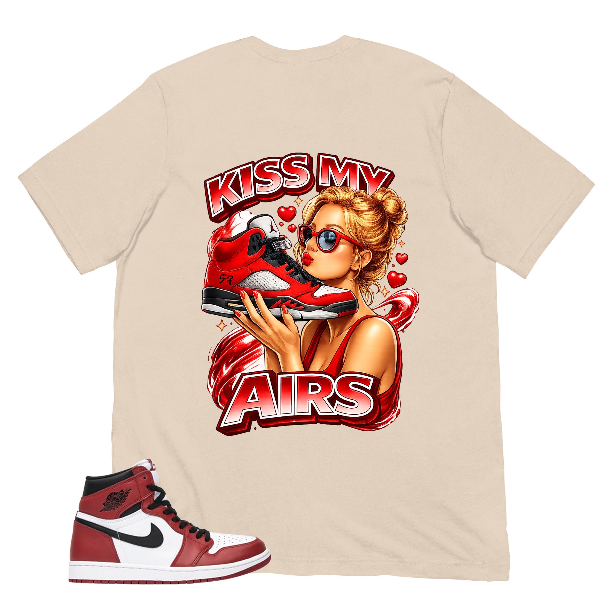 Graphic Tee Kiss My Airs Shirt - to Matching Air Jordan 1 Chicago | Zadago