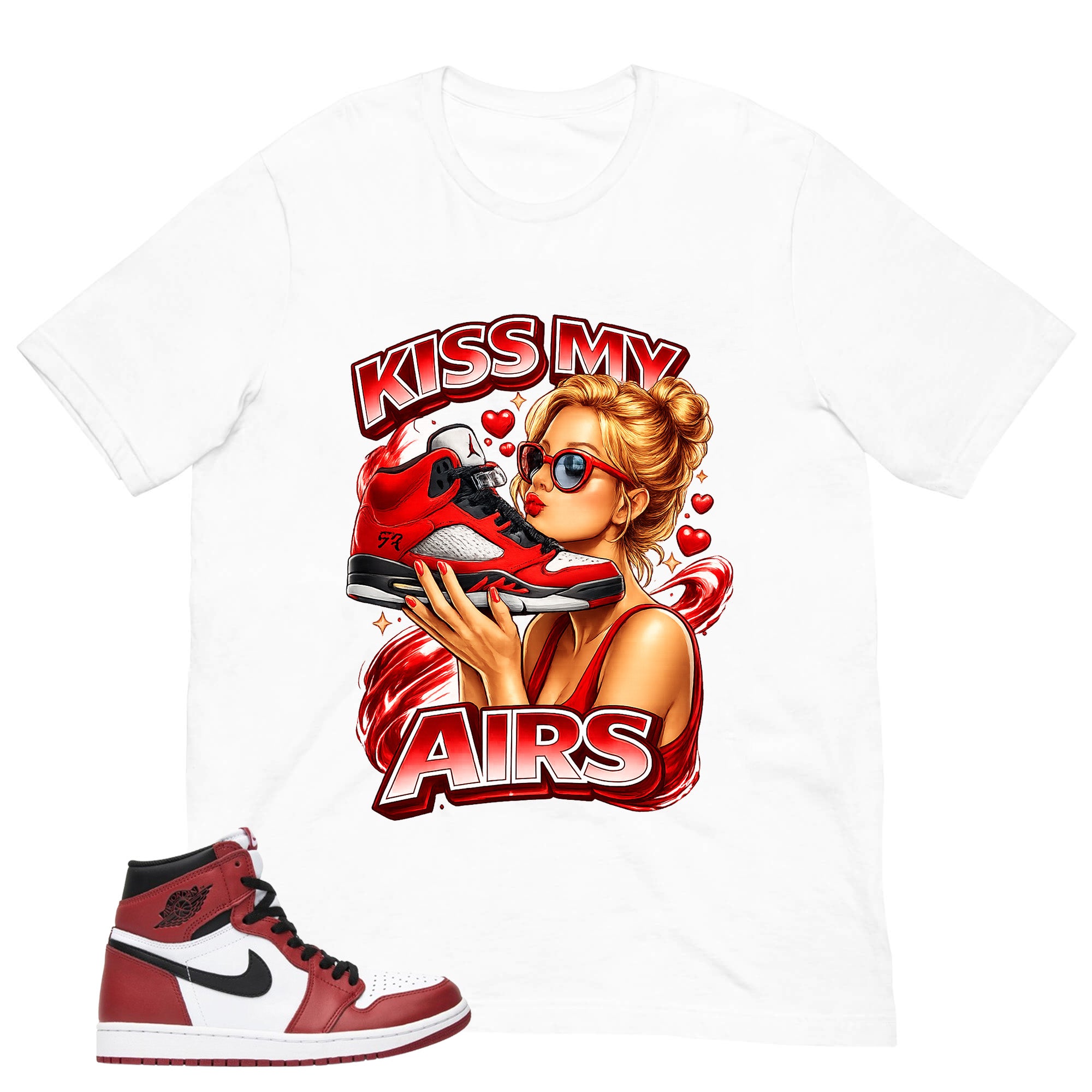 Graphic Tee Kiss My Airs Shirt - to Matching Air Jordan 1 Chicago | Zadago