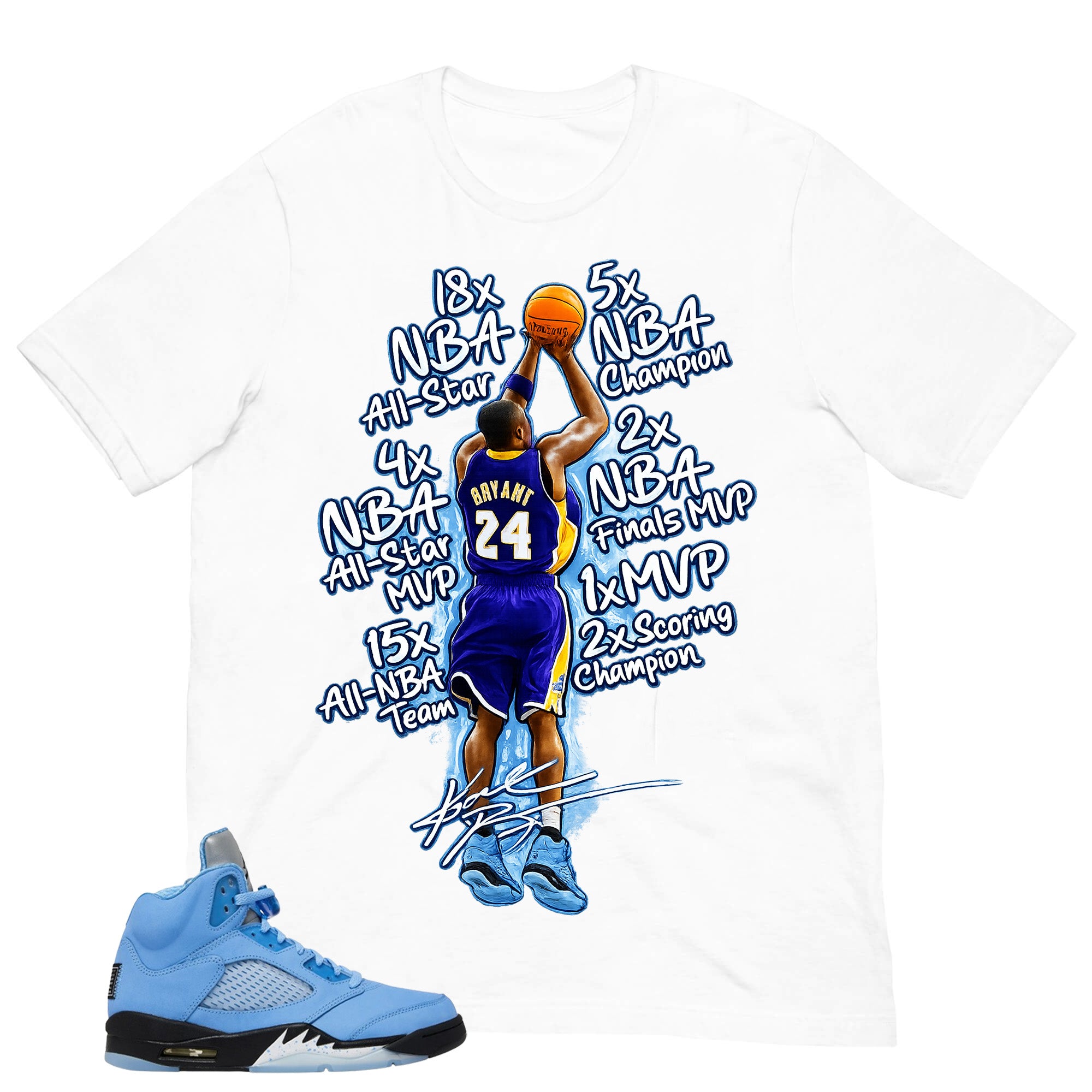 Graphic Tee Kobe Bryant All Star Shirt - to Matching Air Jordan 5 UNC | Zadago
