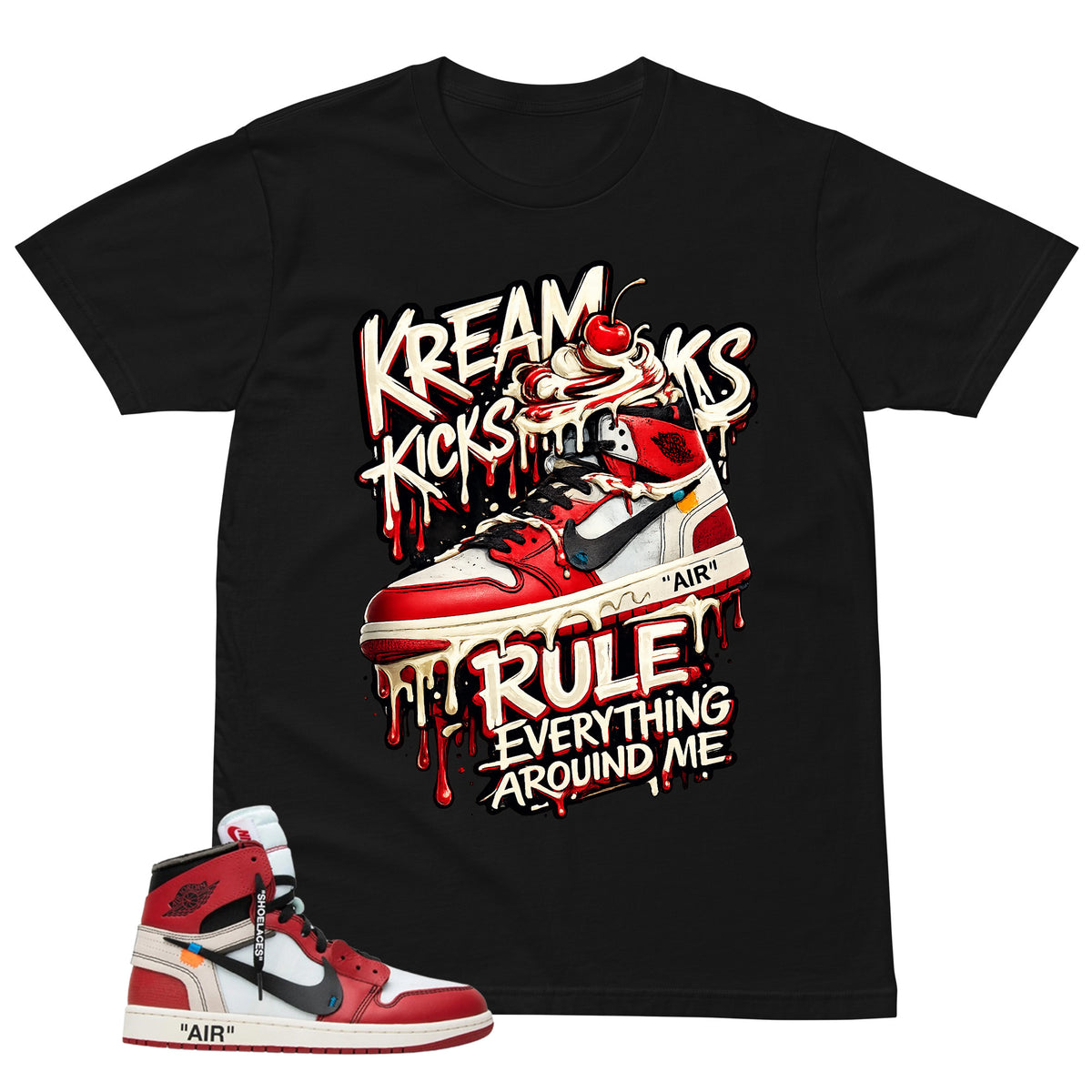 Graphic Tee Kream Kicks Shirt | Matching  Off-White x Air Jordan 1 Chicago | Zadago
