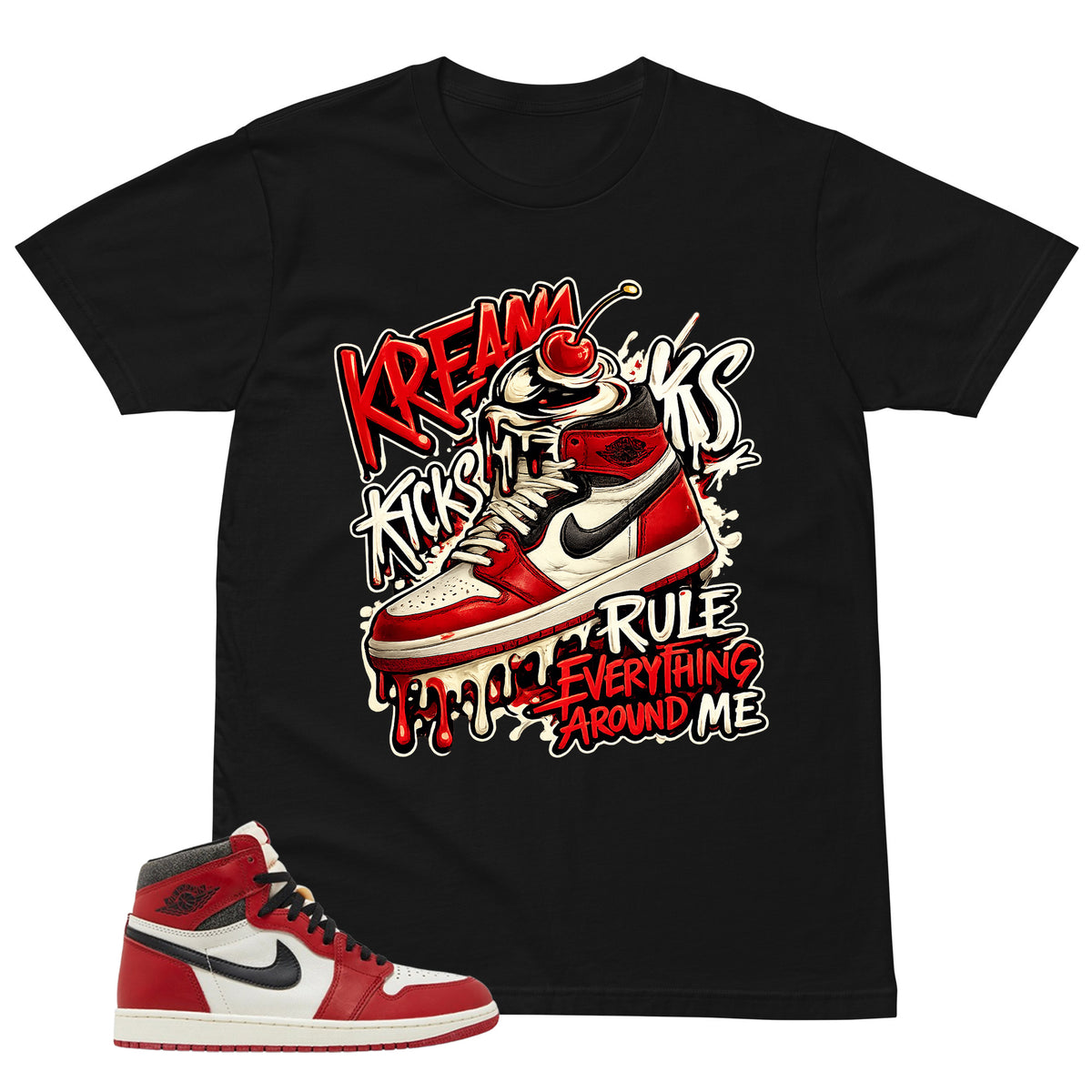 Graphic Tee Kream Kicks Shirt - to Matching Air Jordan 1 Chicago Lost & Found | Zadago