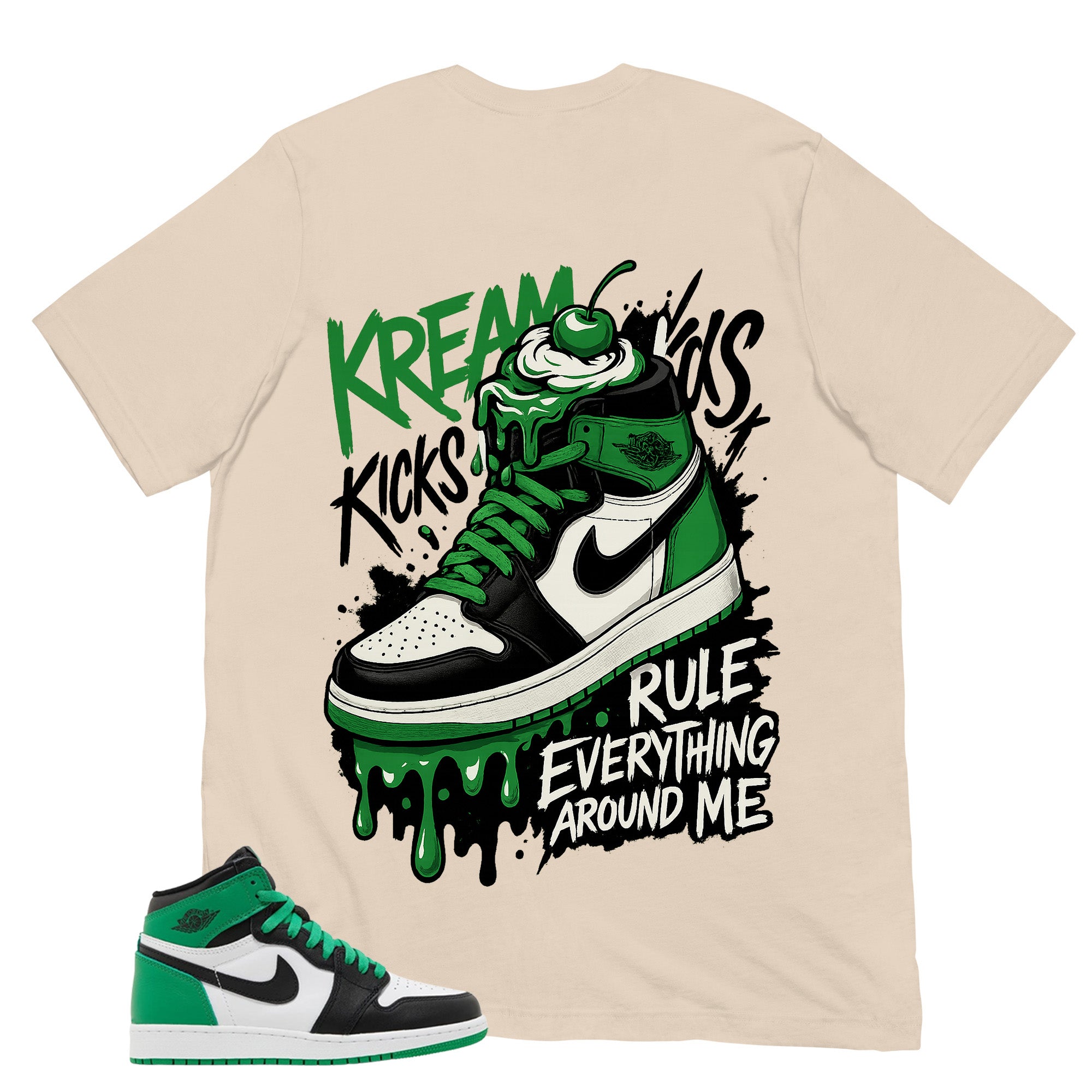 Graphic Tee Kream Kicks Shirt - to Matching Air Jordan 1 Lucky Green | Zadago