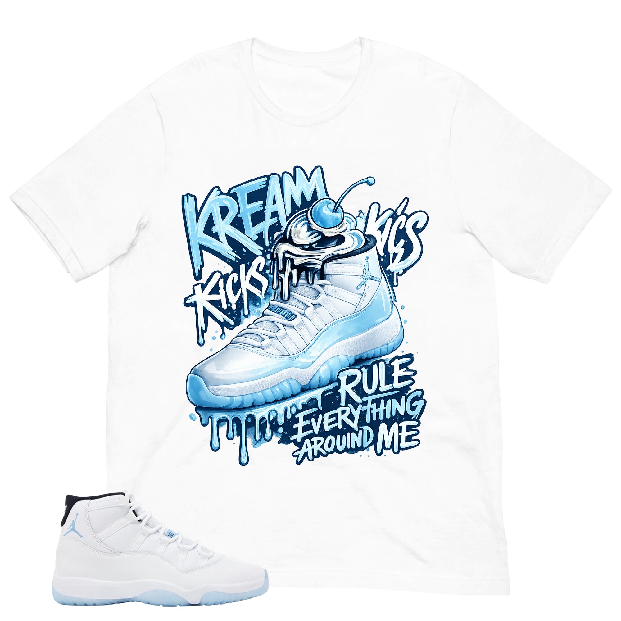 Graphic Tee Kream Kicks Shirt - to Matching Air Jordan 11 Legend Blue | Zadago