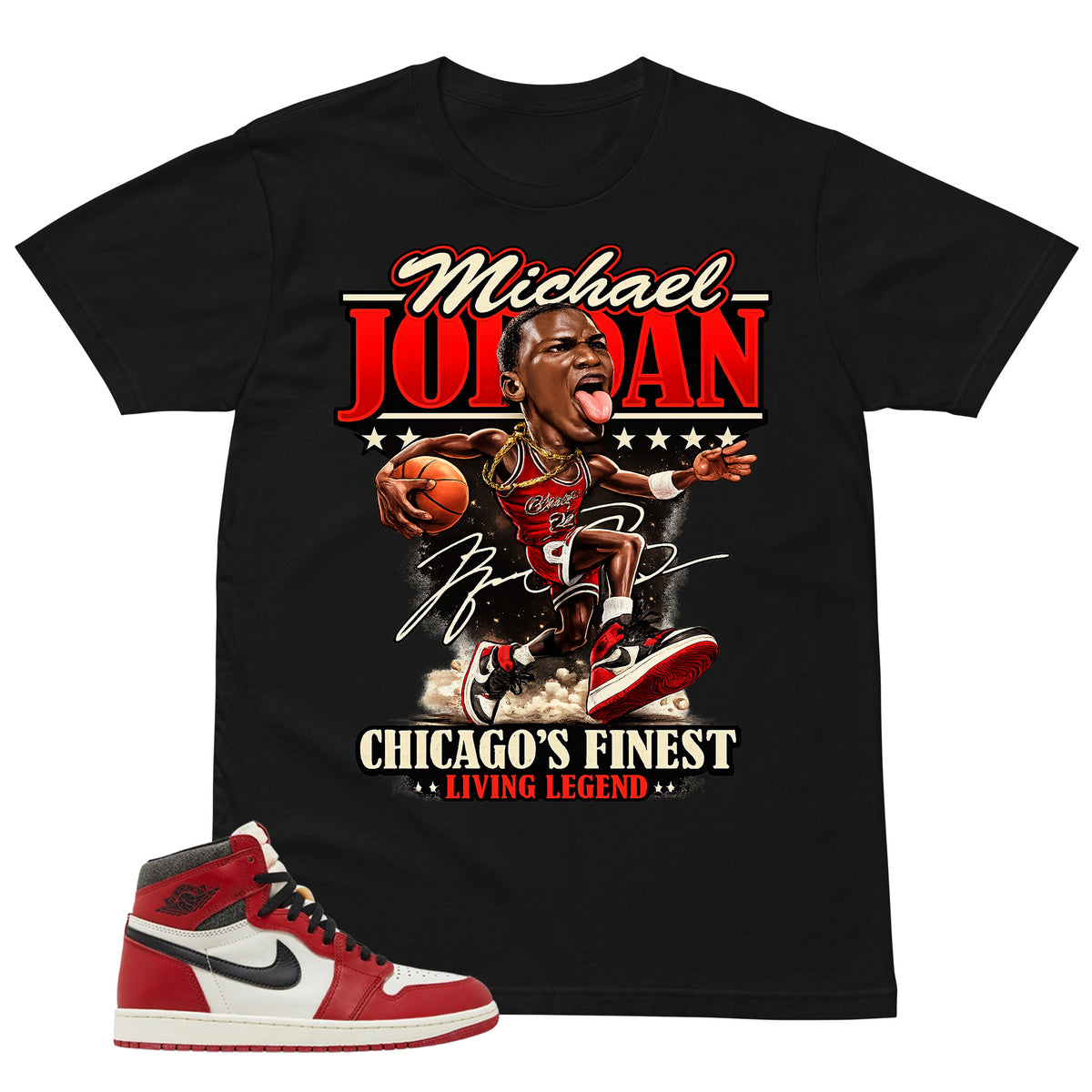 Graphic Tee MJ Living Legend Shirt - to Matching Air Jordan 1 Chicago Lost & Found | Zadago