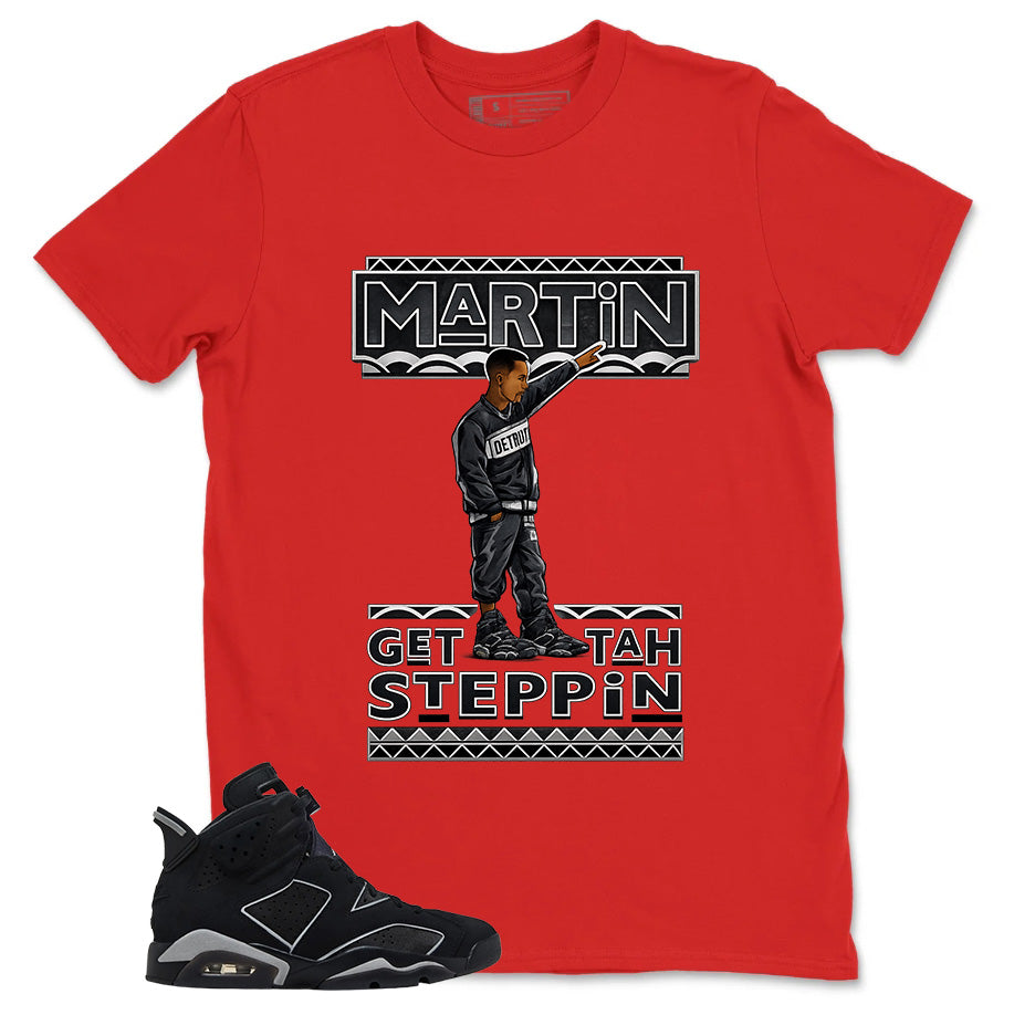 Graphic Tee Martin Gettah Steppin Shirt - to Matching Air Jordan 6 Cap and Gown | Zadago