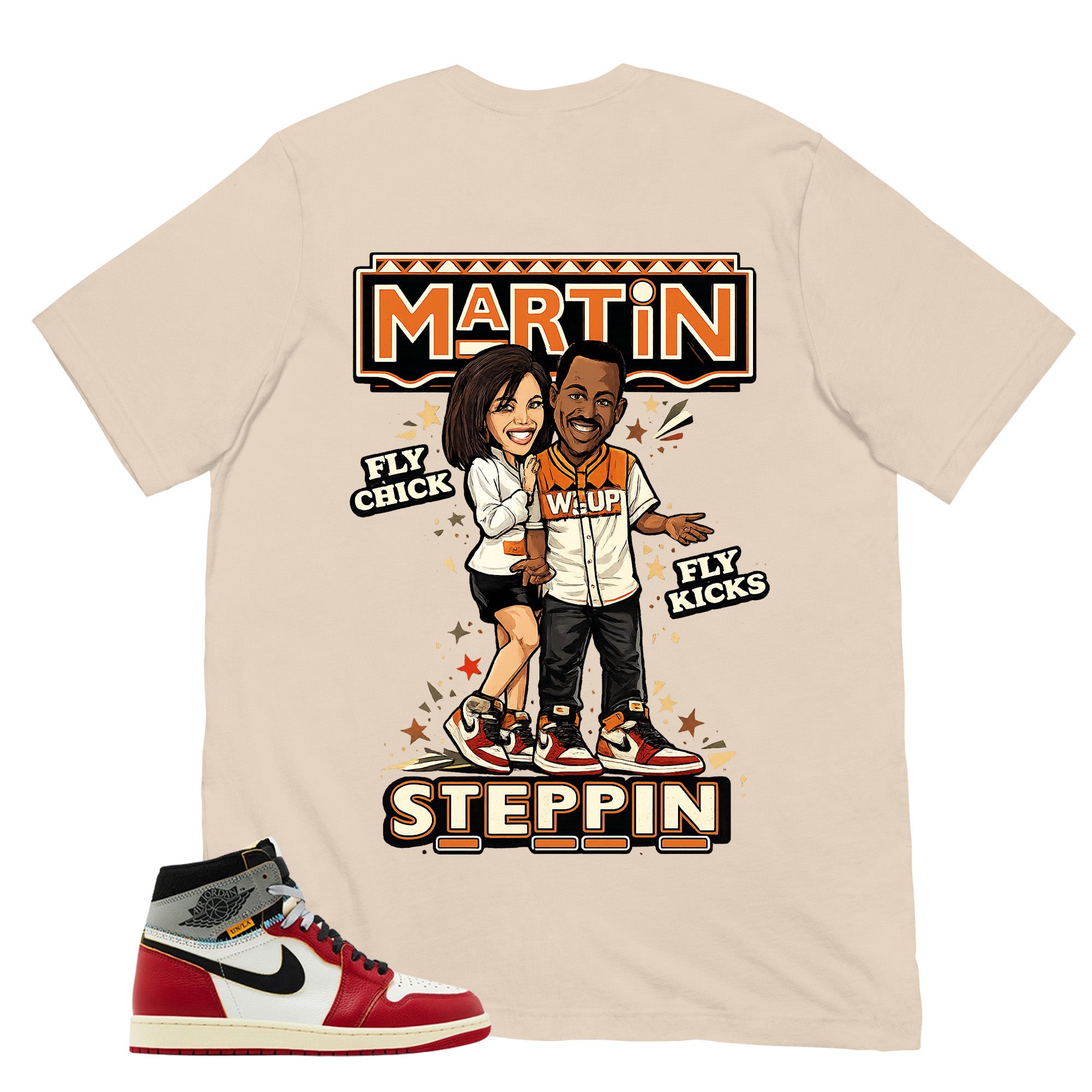 Graphic Tee Martin Steppin  | Matching Jordan 1 Union LA Chicago Shadow | Zadago