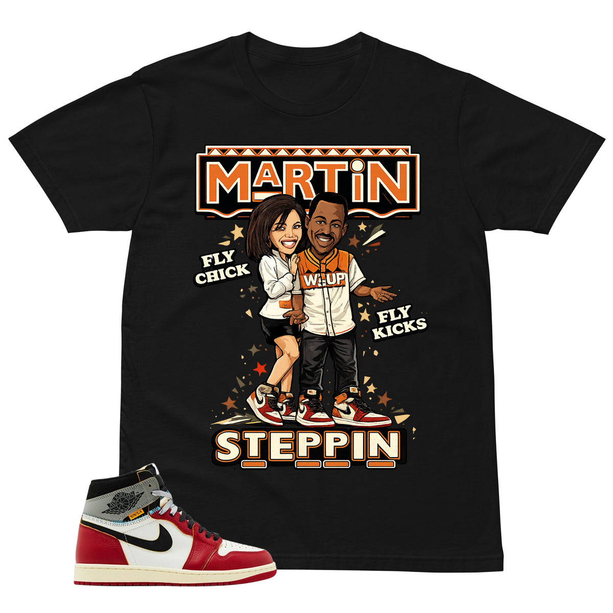 Graphic Tee Martin Steppin  | Matching Jordan 1 Union LA Chicago Shadow | Zadago
