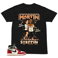 Graphic Tee Martin Steppin  | Matching Jordan 1 Union LA Chicago Shadow | Zadago