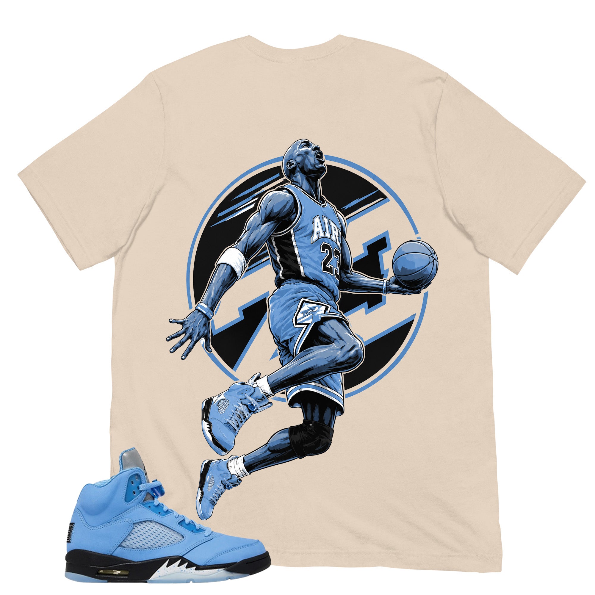 Graphic Tee MJ 23 Shirt - to Matching Air Jordan 5 UNC | Zadago